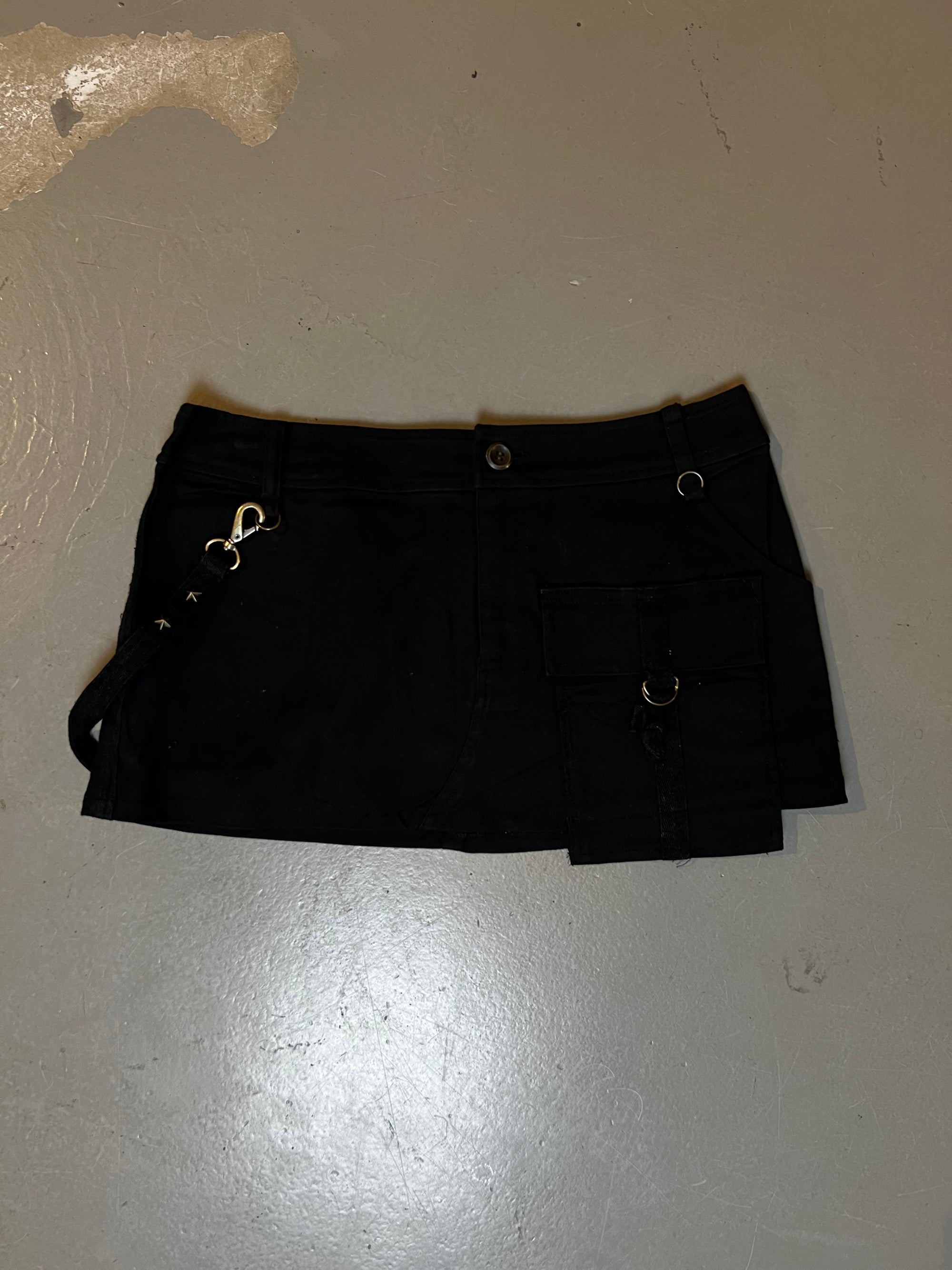 Vintage Black Mini Skirt with Chain S