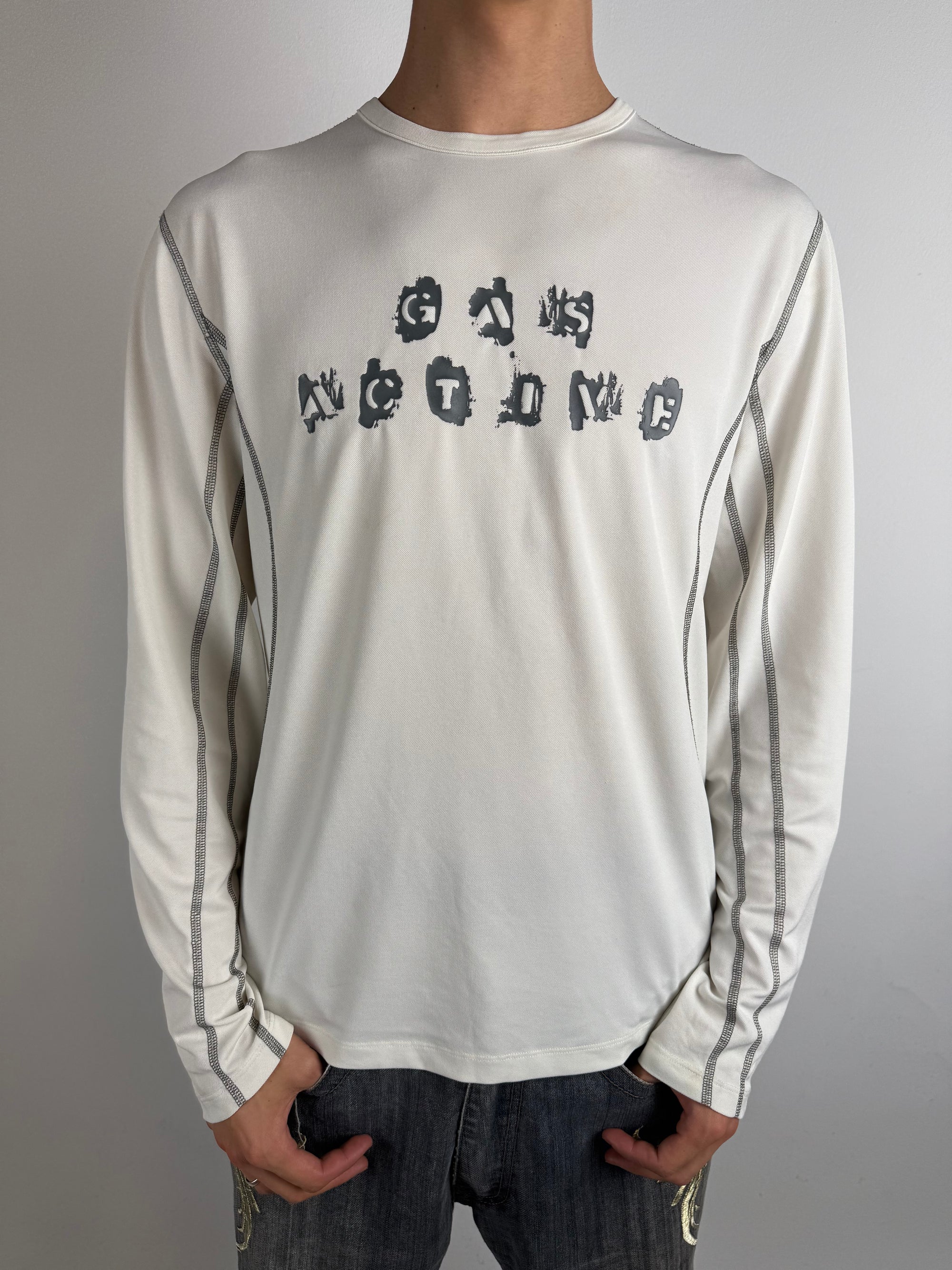 Vintage GAS White Printed Longsleeve S