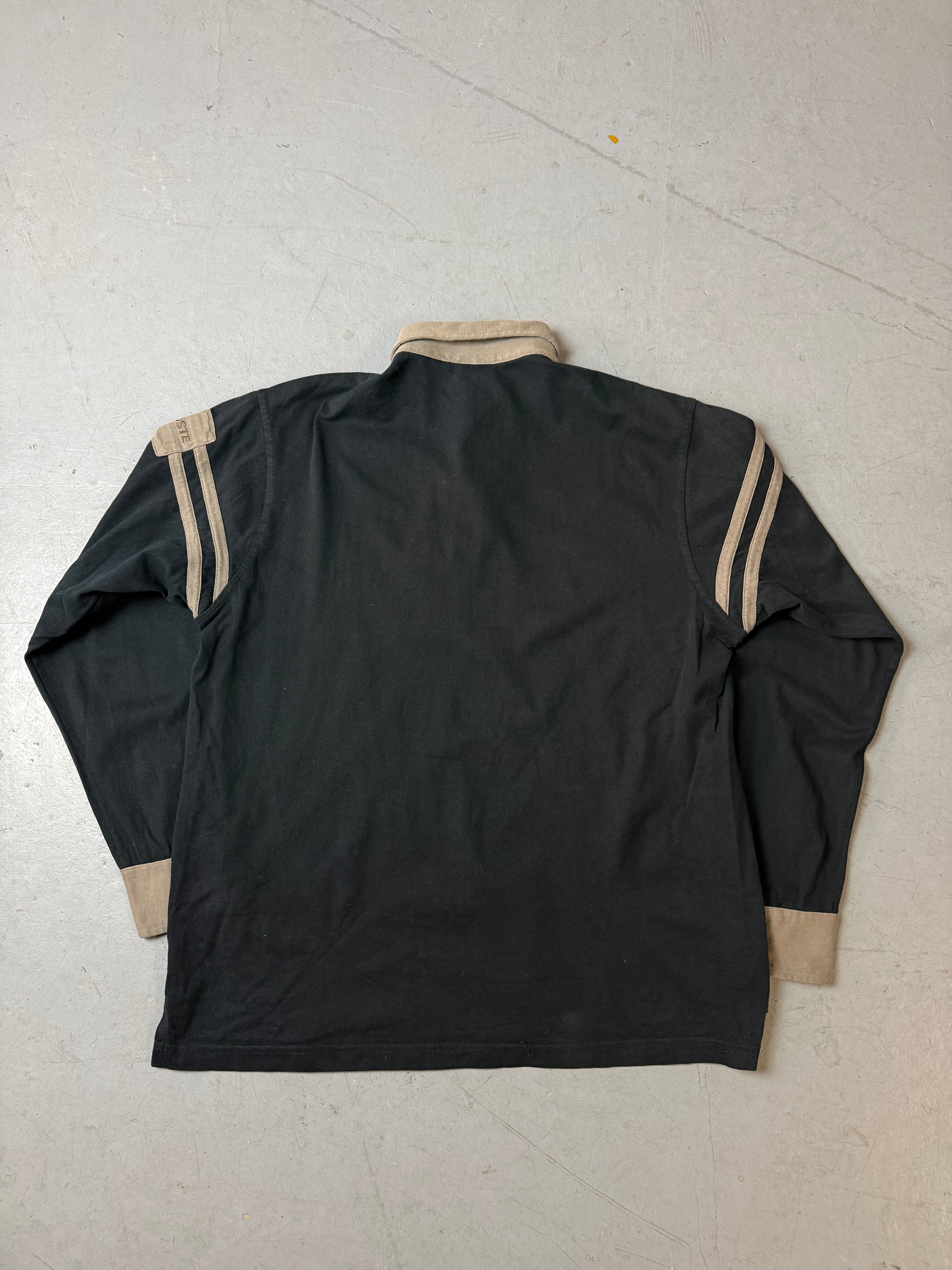 Vintage Lacoste Black and Brown Longsleeve Polo L