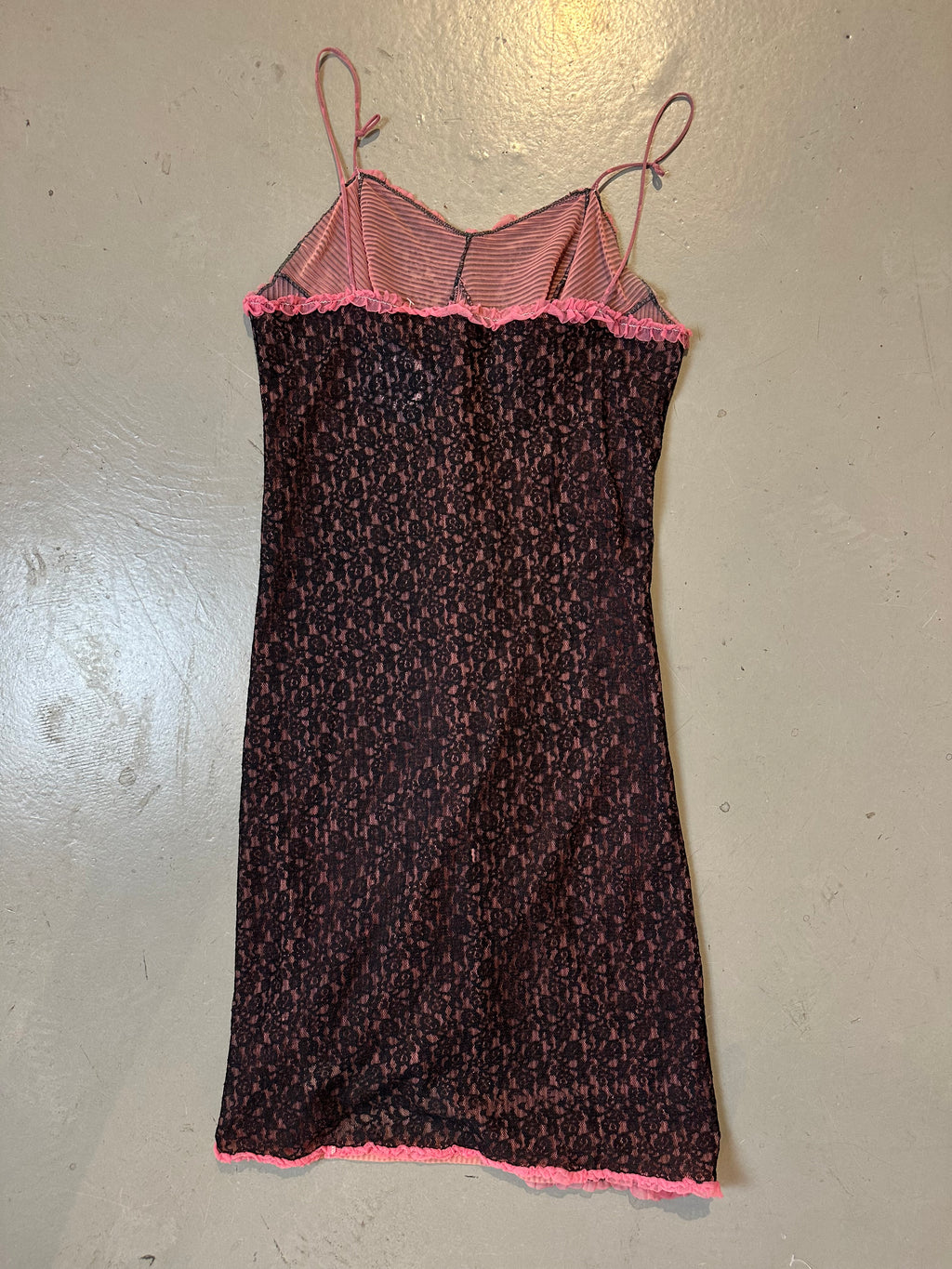 Vintage Pink/Black Midi Dress S