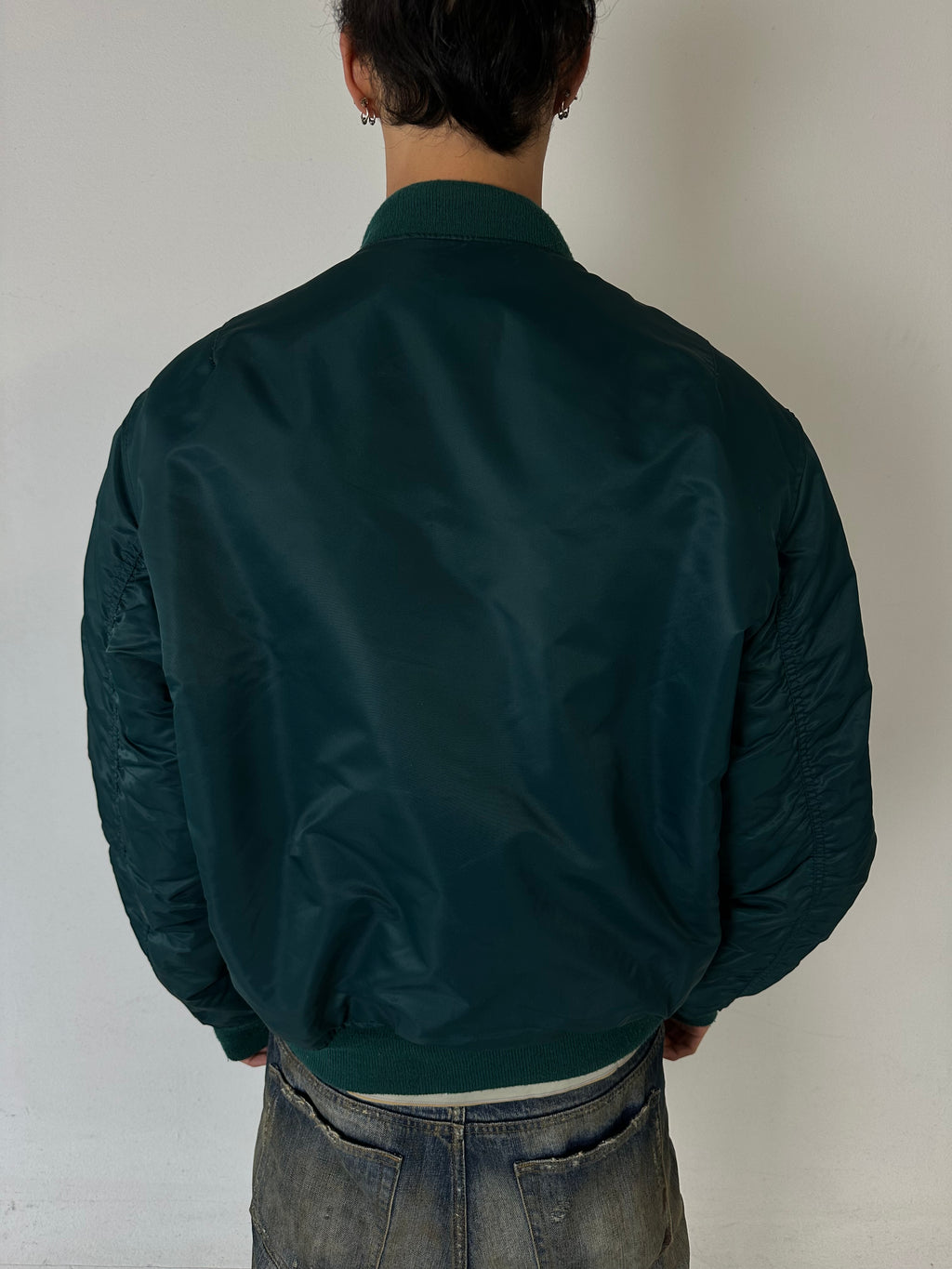 Vintage Petrol Green Bomber Jacket L/XL