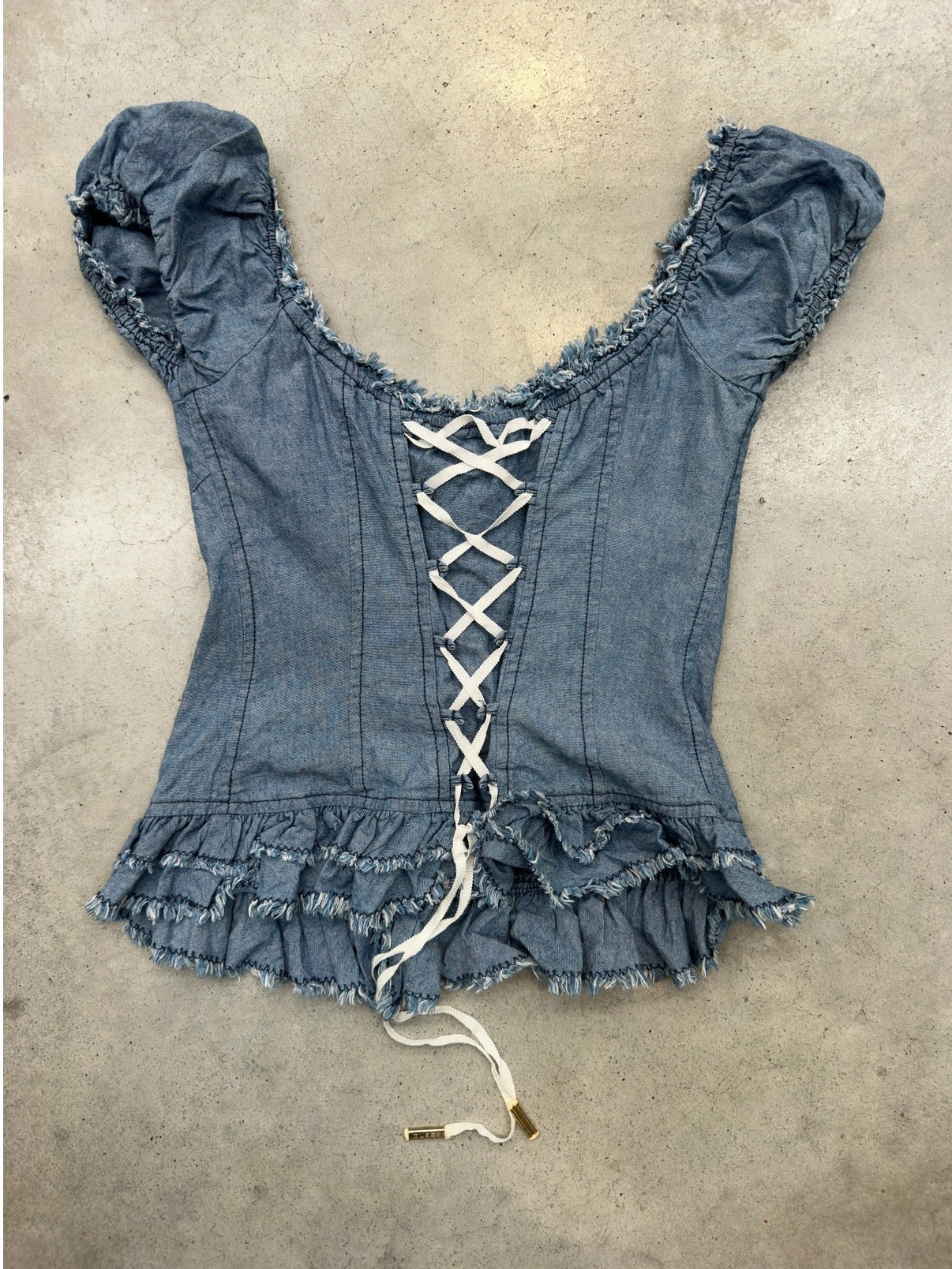 Vintage Guess Denim Back Corsett Top S