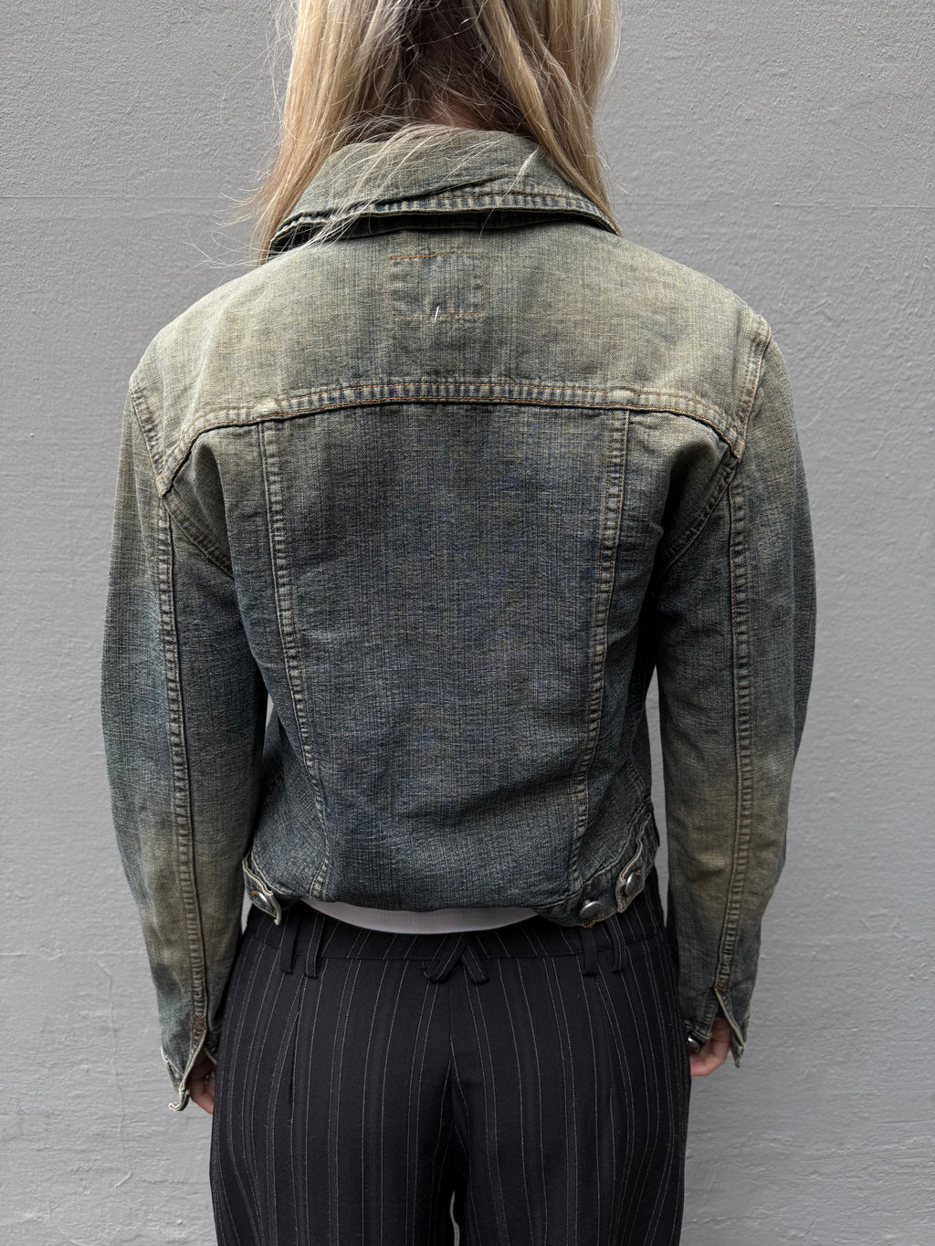 Vintage Onyx Green Blue Washed Denim Jacket XS/S