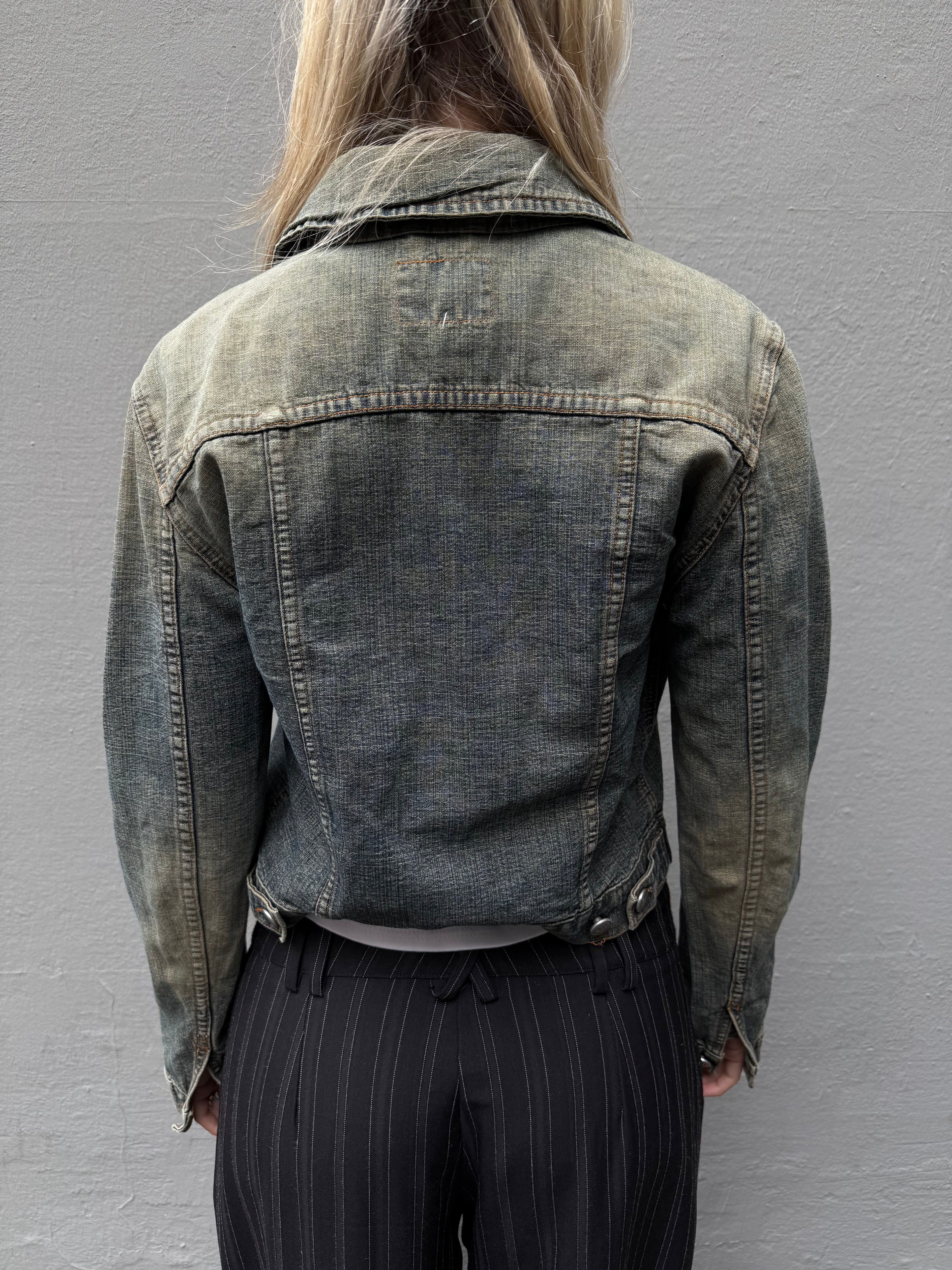 Vintage Onyx Green Blue Washed Denim Jacket XS/S