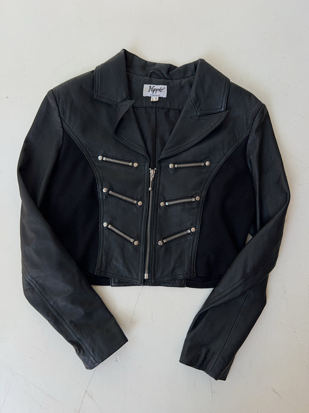 Vintage Cropped Faux Leder Jacke (M)