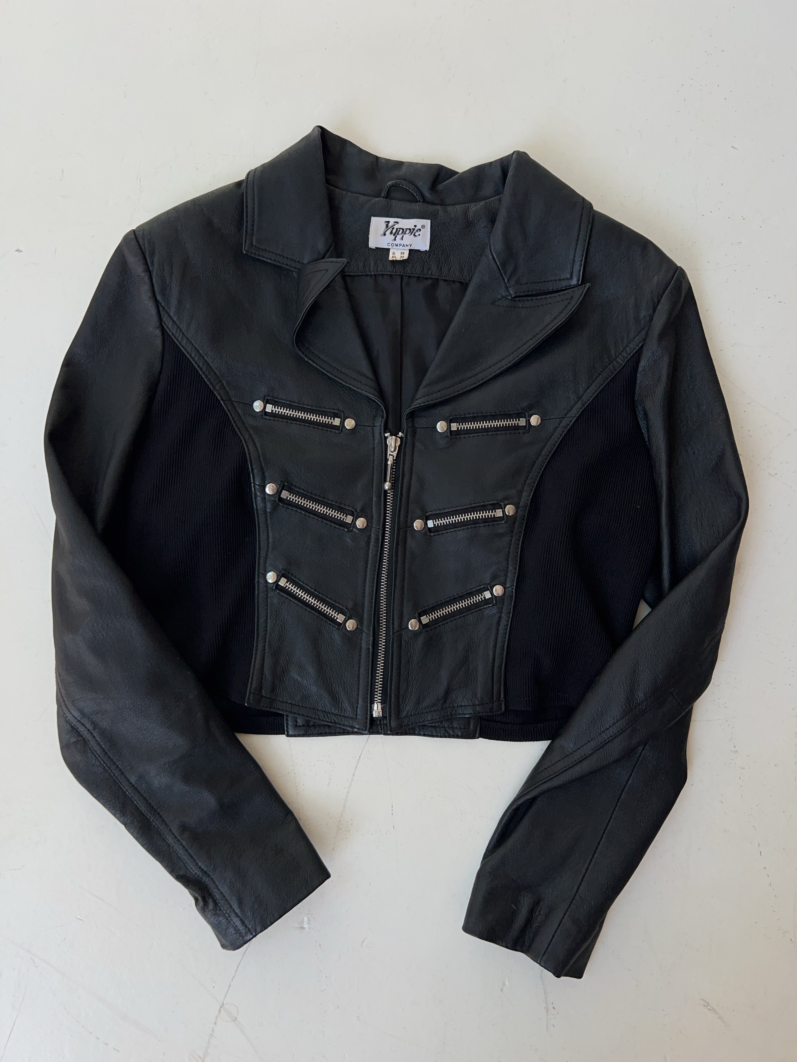 Vintage Cropped Faux Leder Jacke (M)