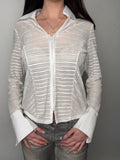 Vintage White Zip Up Seethorugh Shirt M