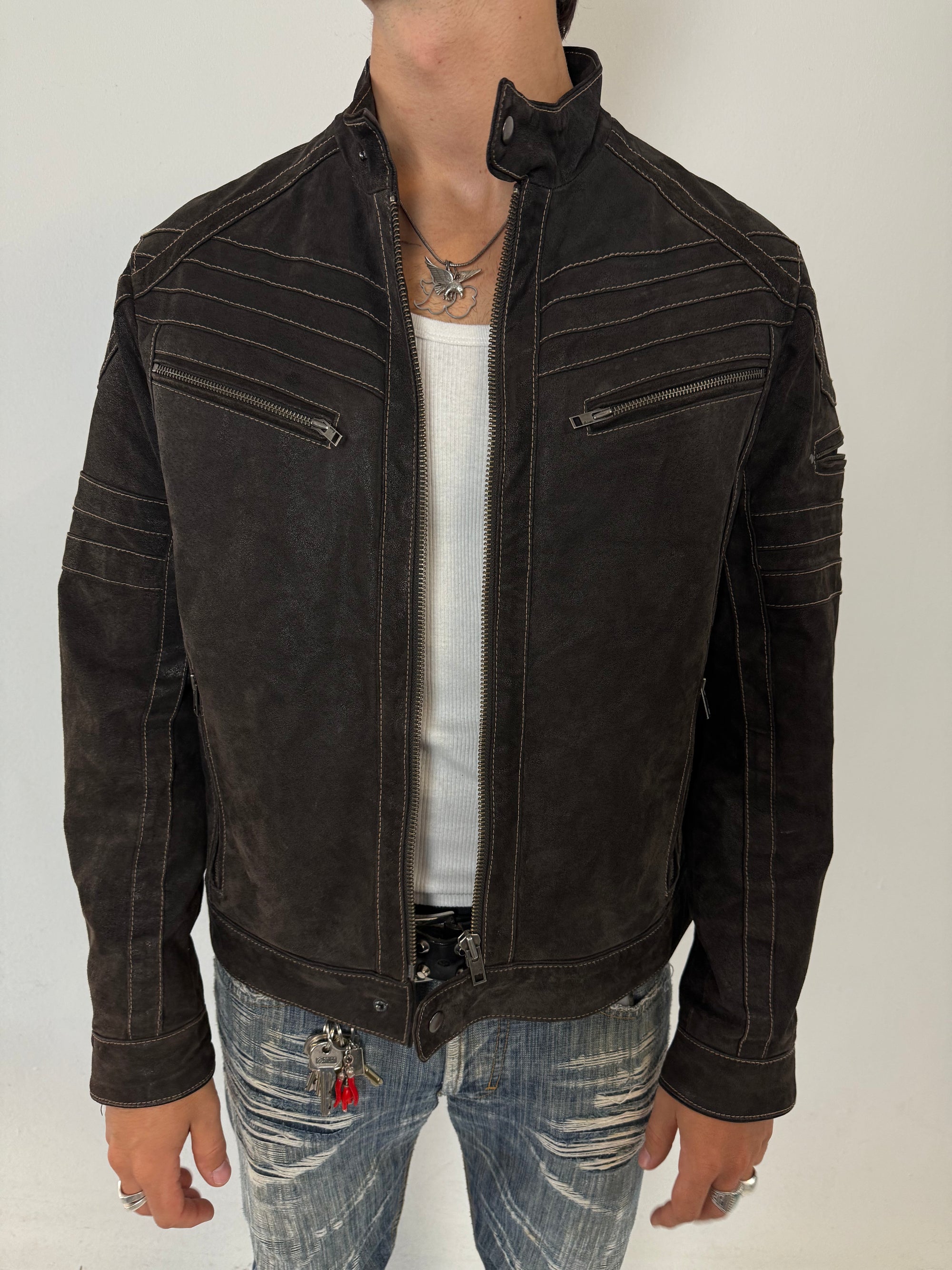 Vintage Brown Suede Leather Jacket L