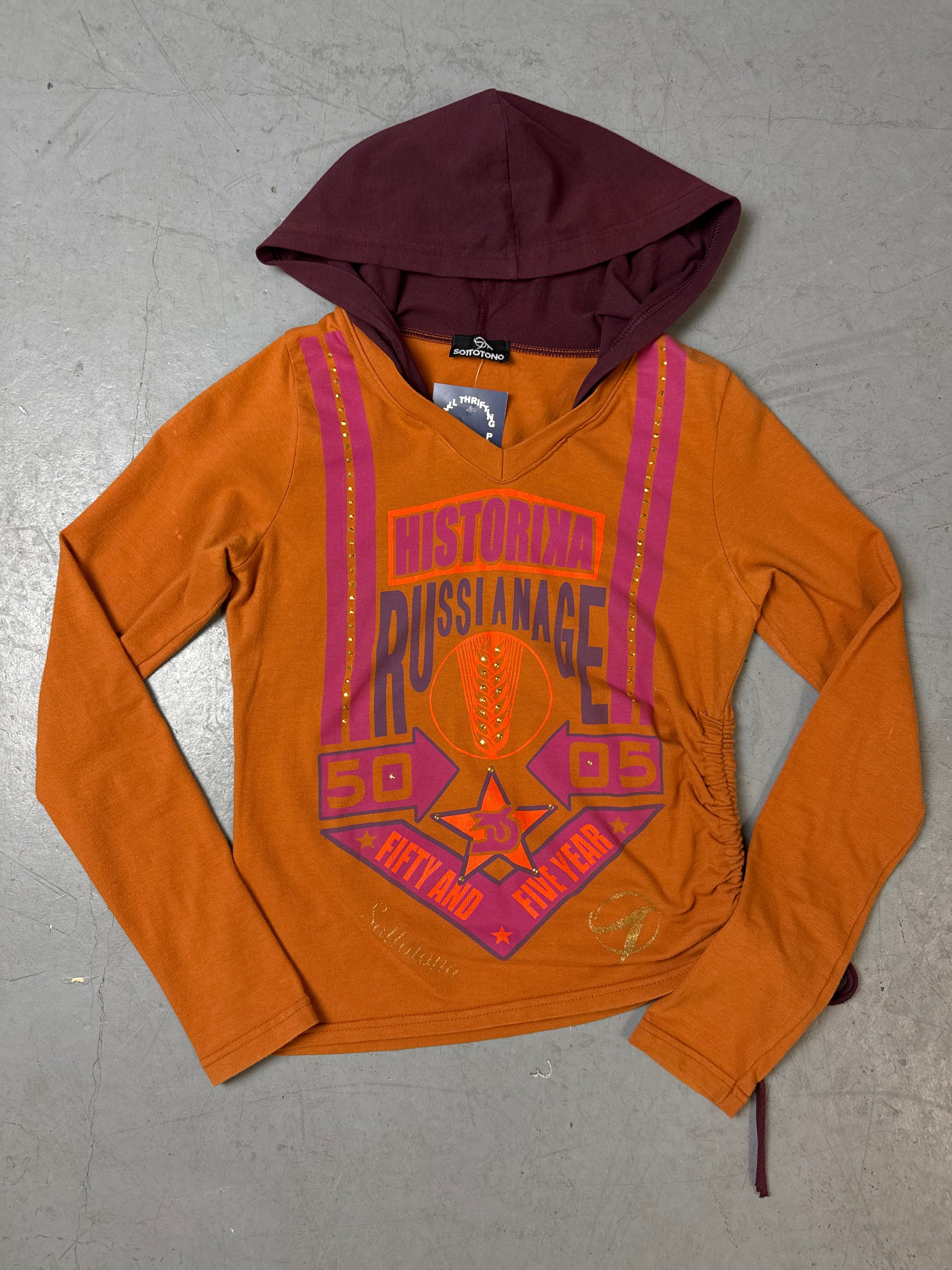 Produktbild von Vintage Sottotono Orange Hooded Longsleeve S von vorne