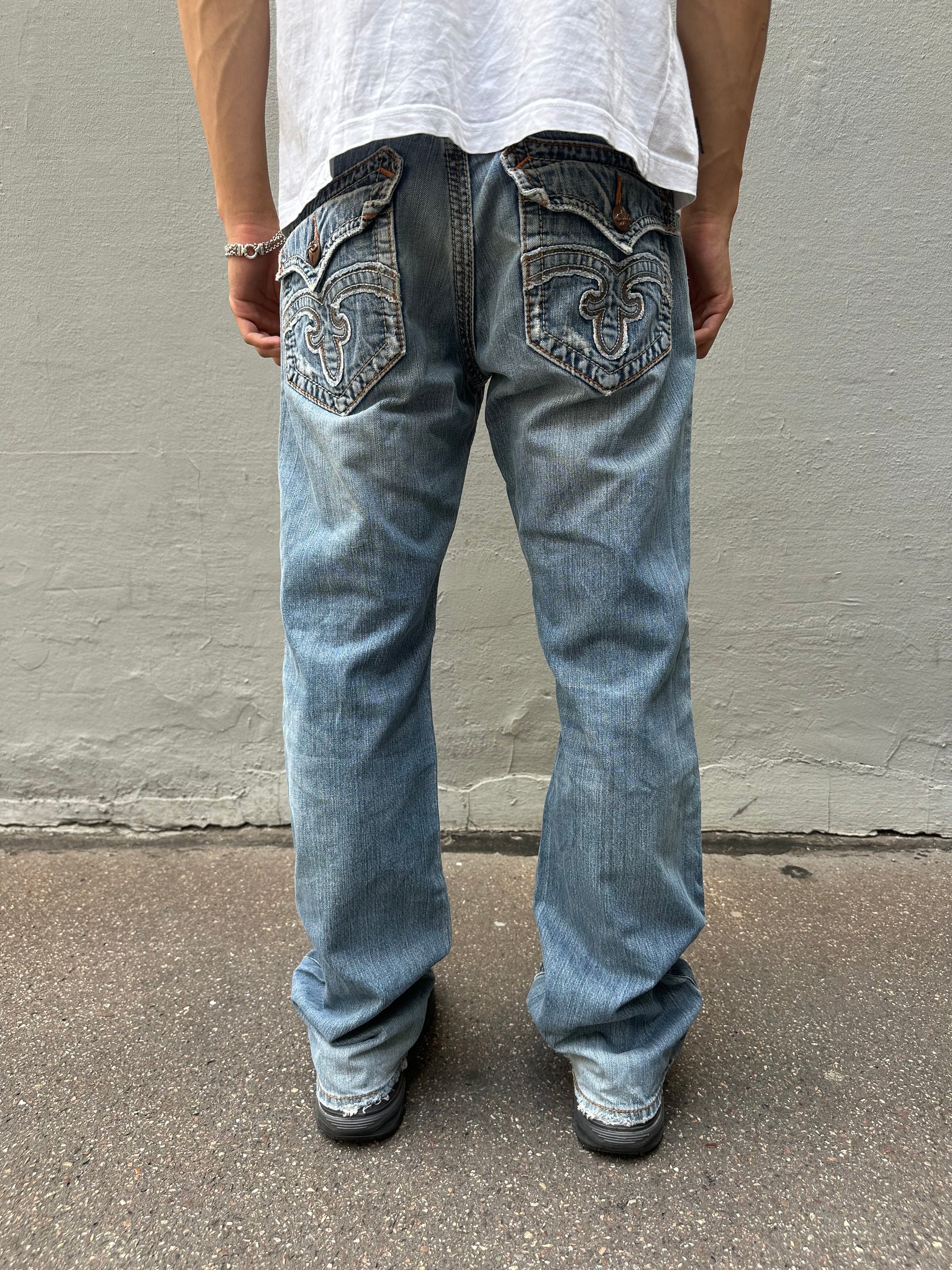 Vintage Rock Revival Orange Stiched Arrow Denim M/L