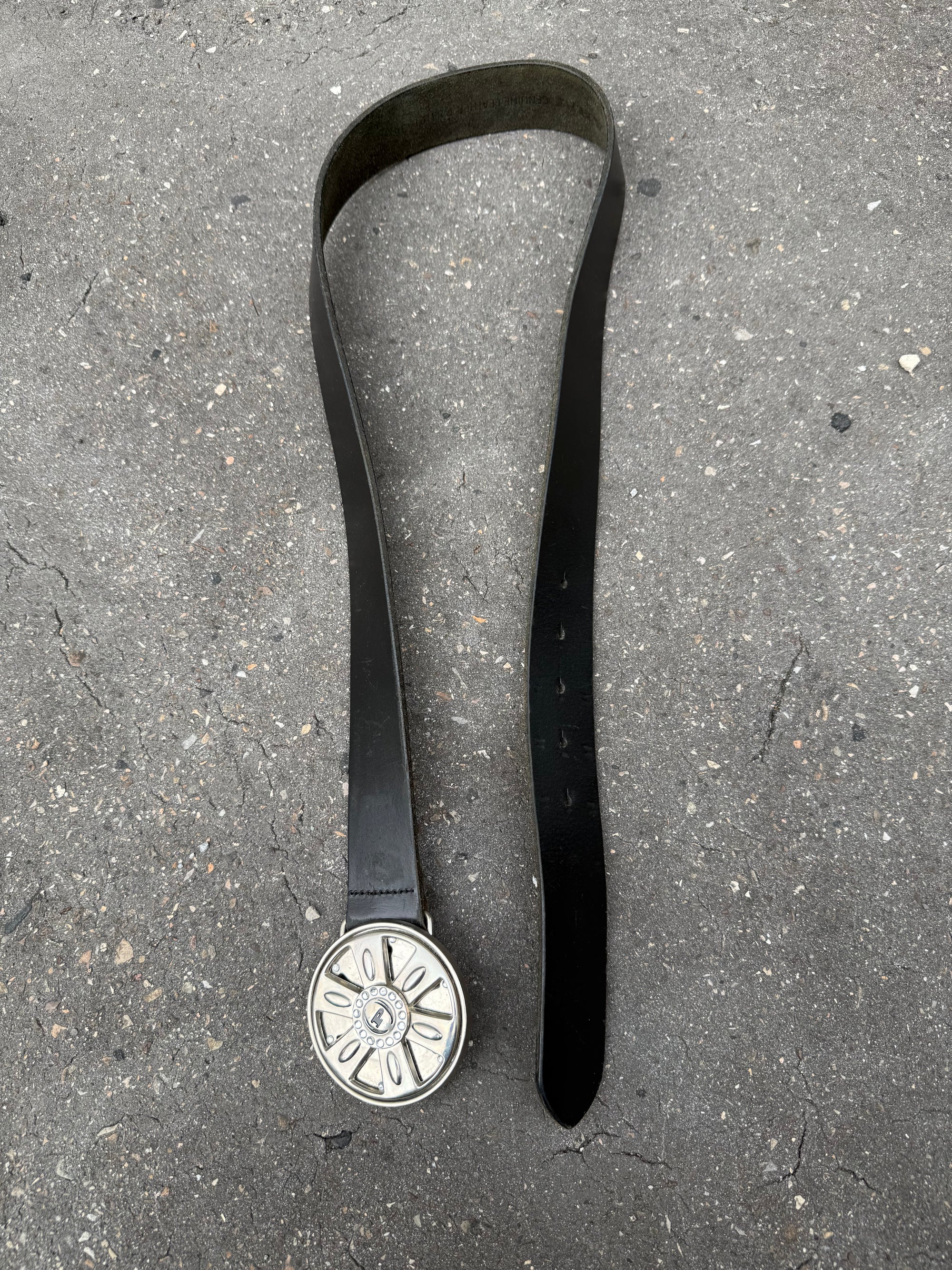 Vintage Phat Farm Leather Belt with Rotating Buckle