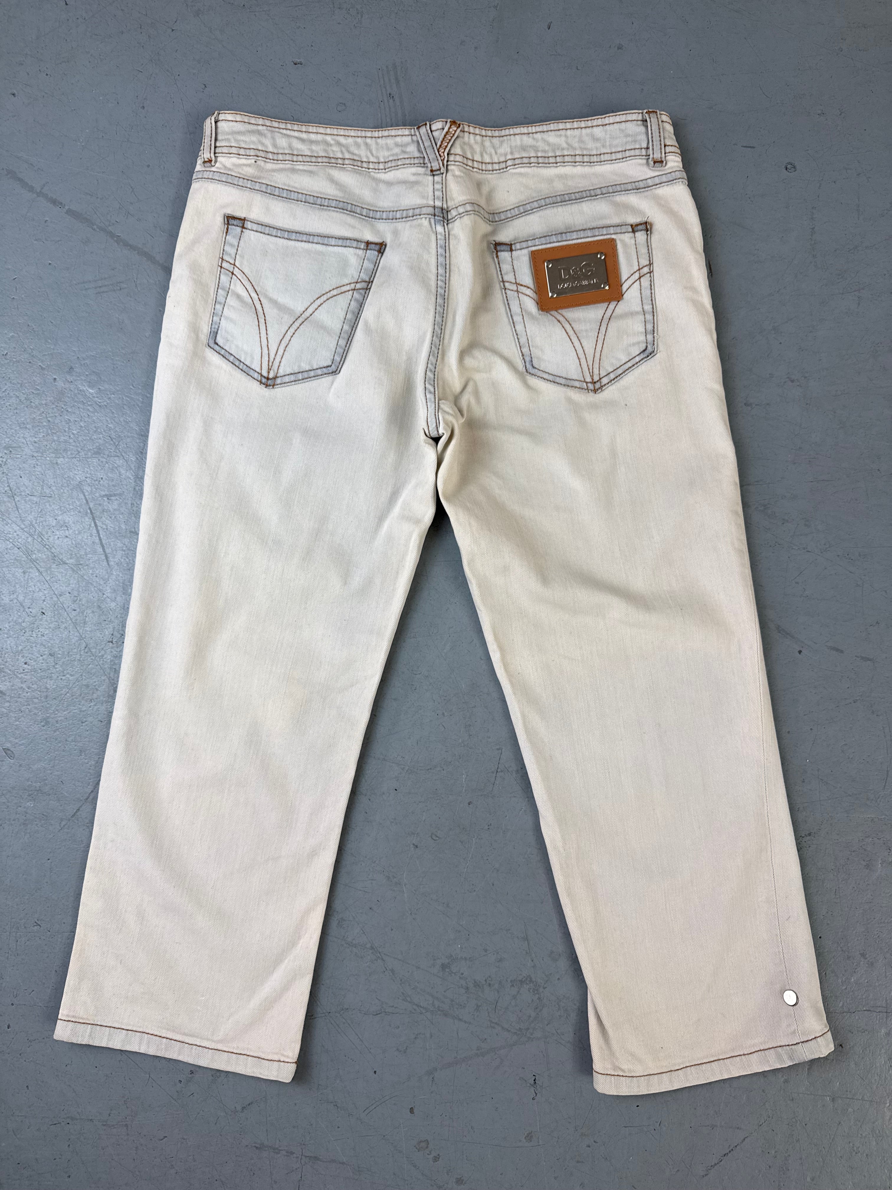 Vintage Dolce&Gabbana Beige Capri Pants für Damen. Y2K Second Hand 2000s Fashion