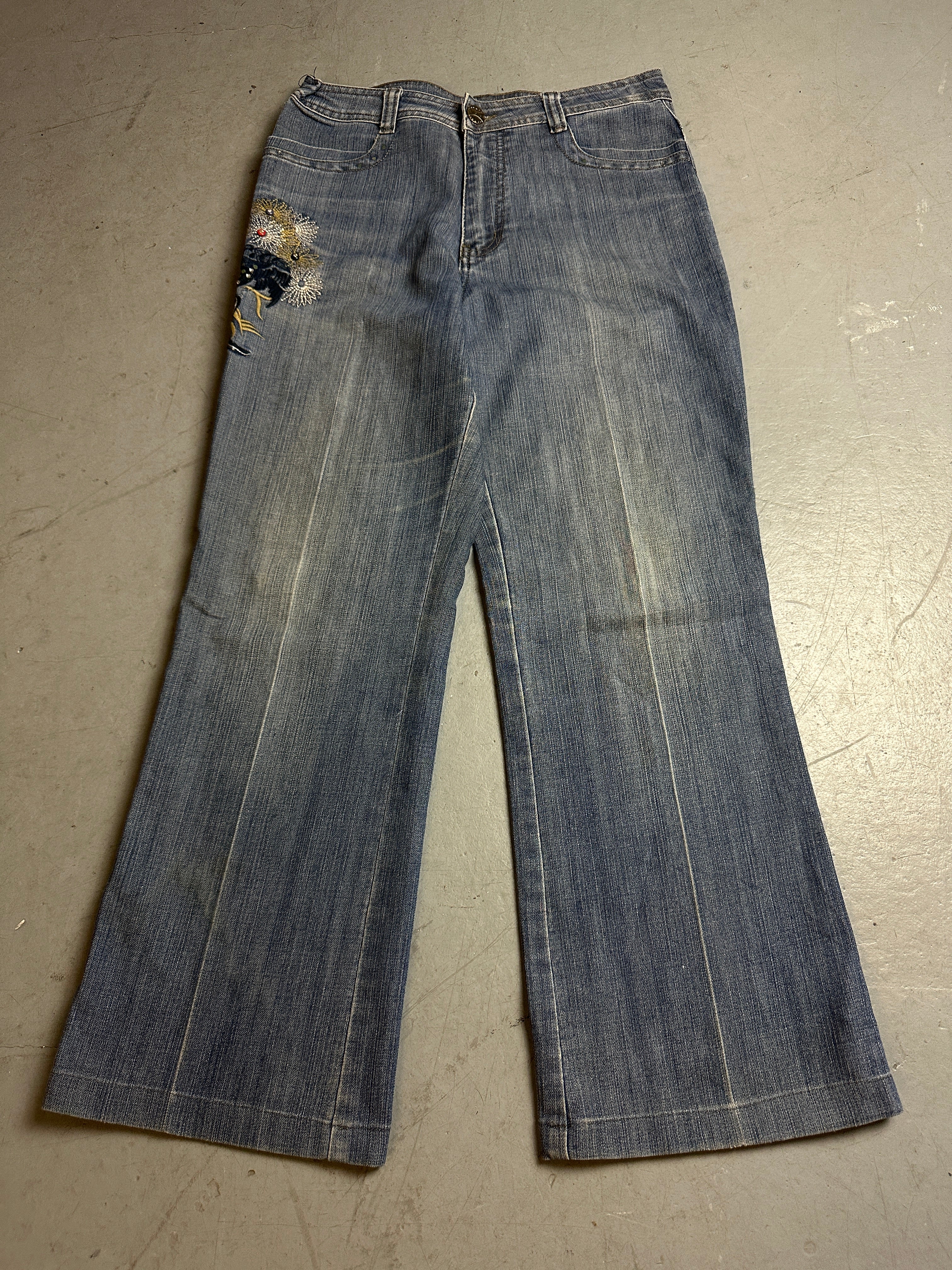 Productbild von Vintage Flower Stitched Denim S/M von vorne 