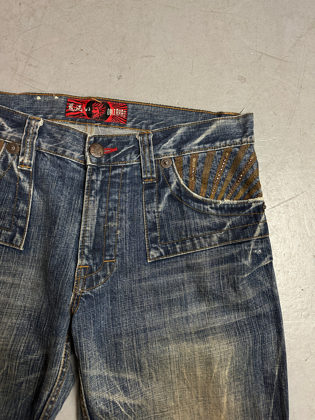 Detailbild von Vintage Oniarai Japanese Denim von vorne