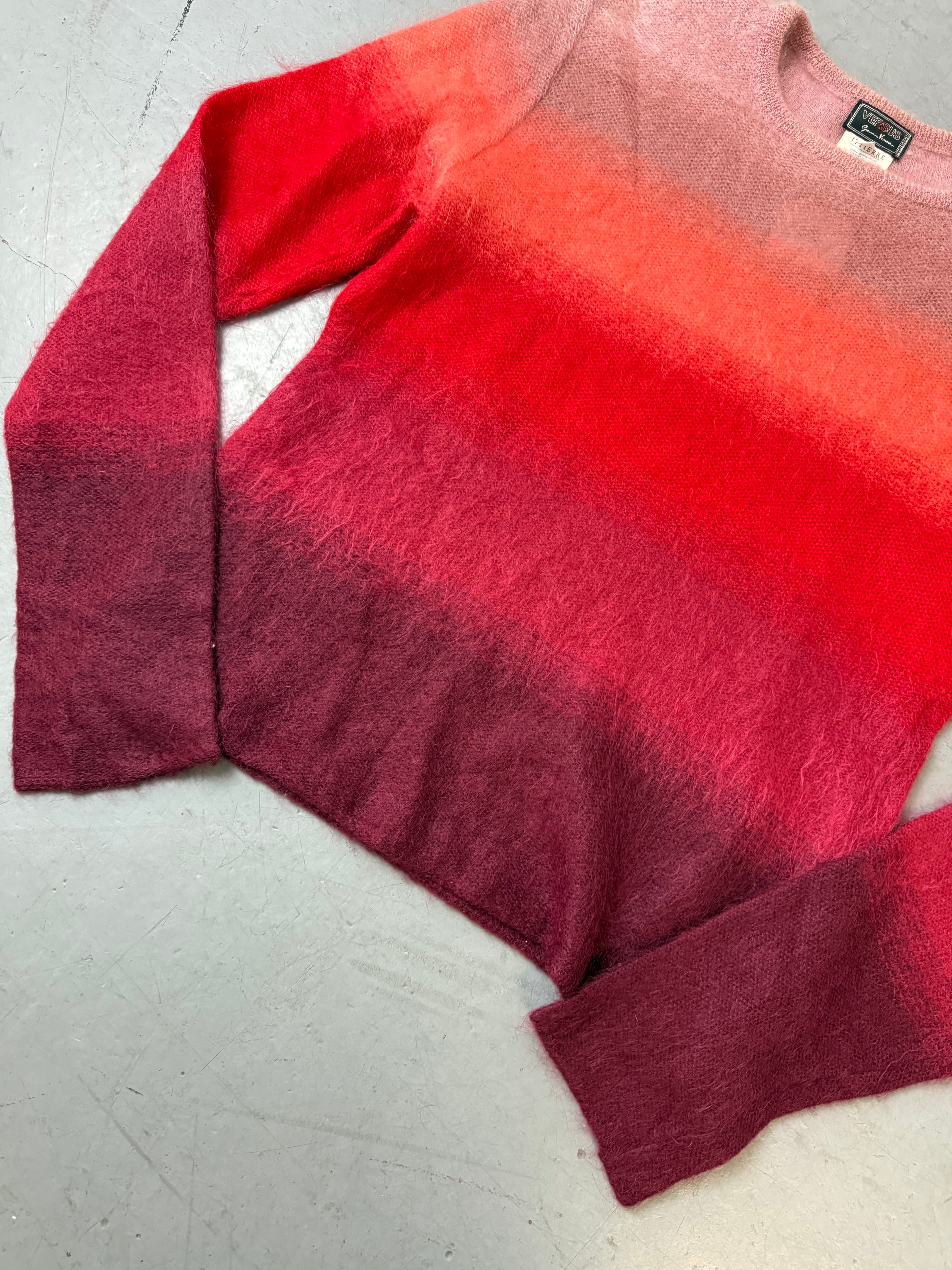 Vintage Versus Versace Multicolor Mohair Sweater für Damen. Y2K Second Hand 2000s Fashion