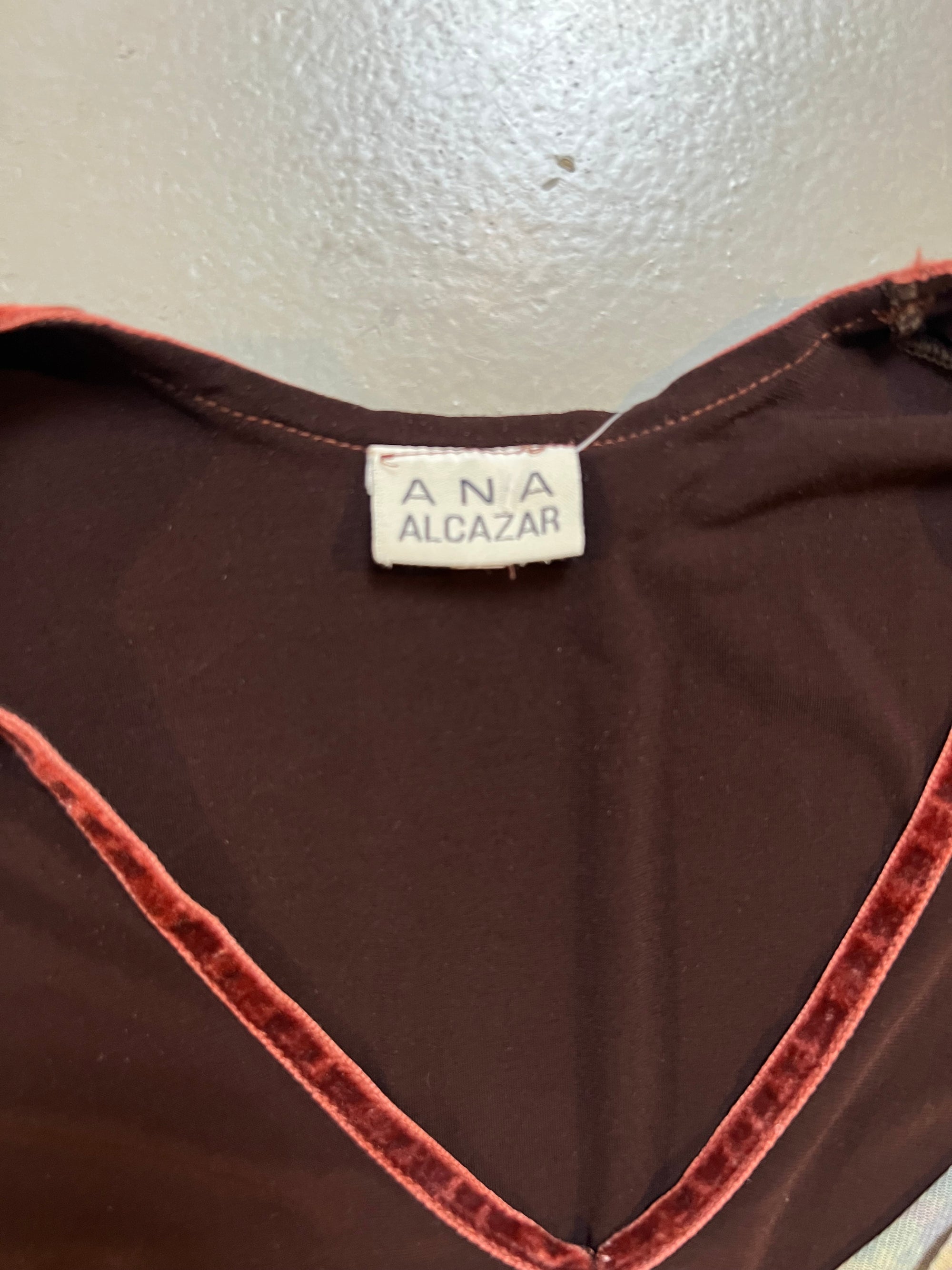 Vintage Red Ruffle Asymmetrical Blouse S