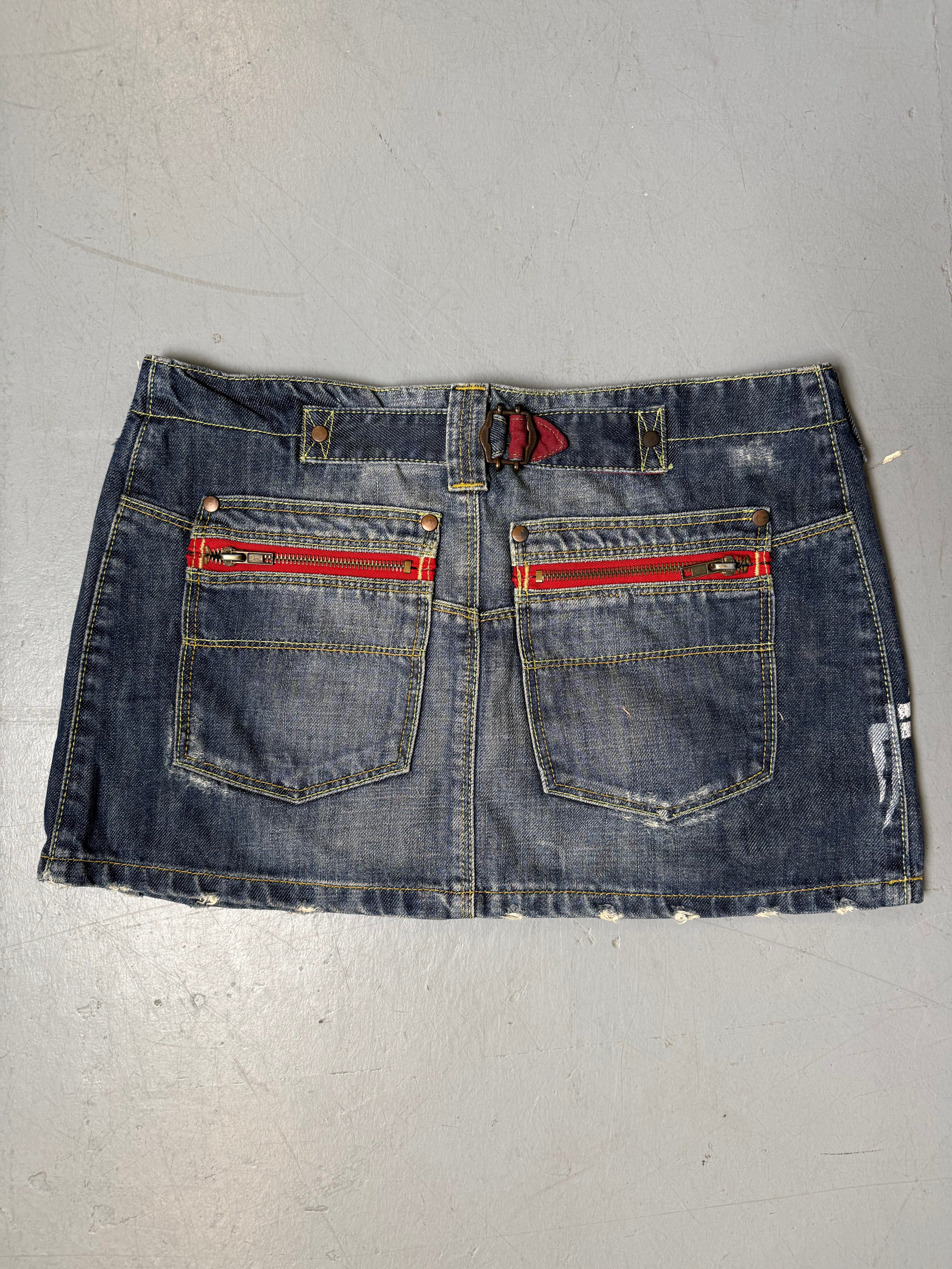 Vintage Tribal Printed Denim Skirt M