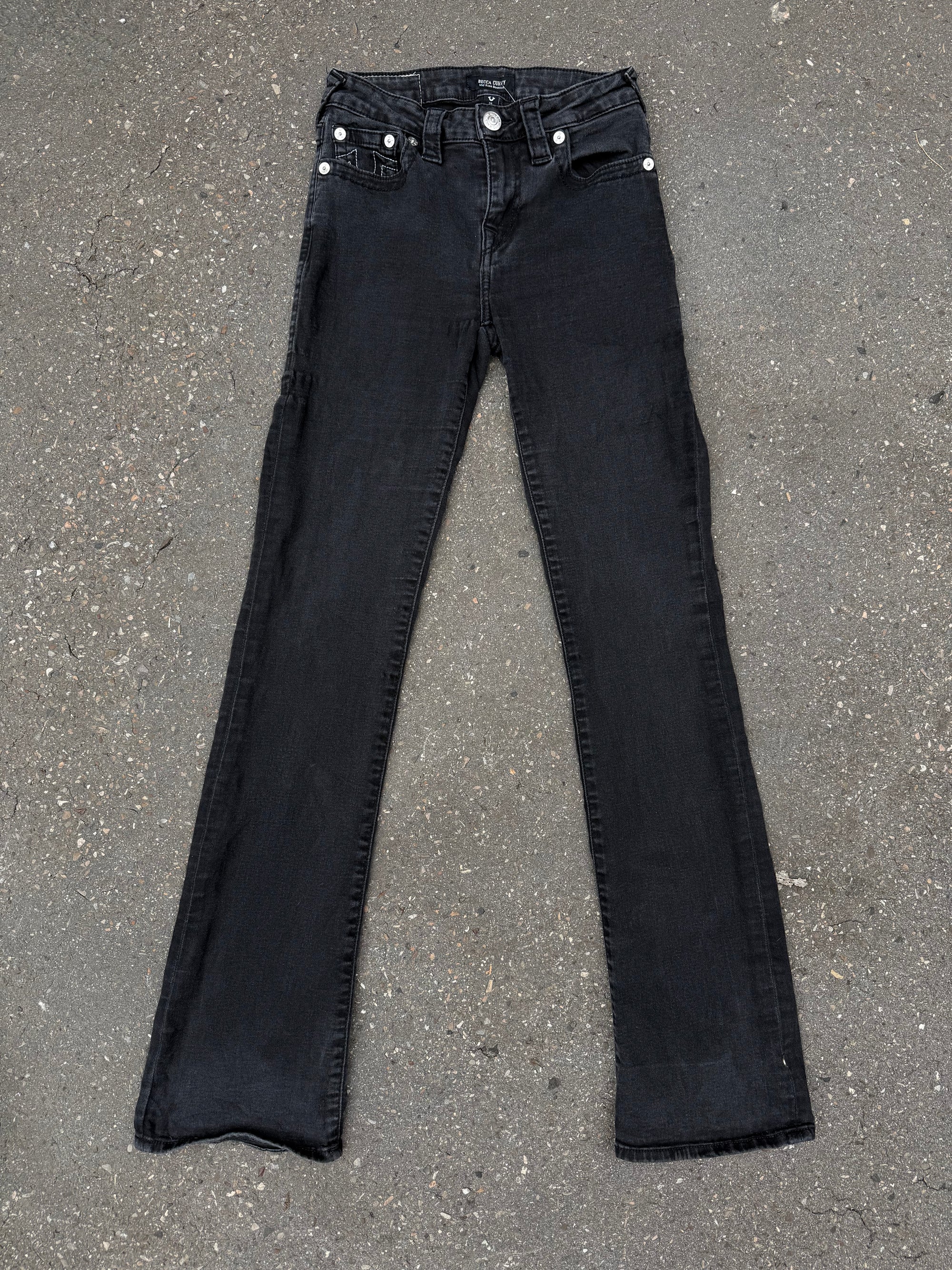 Produktbild von Vintage True Religion Mid Waist Black Skinny Jeans XXS von vorne 