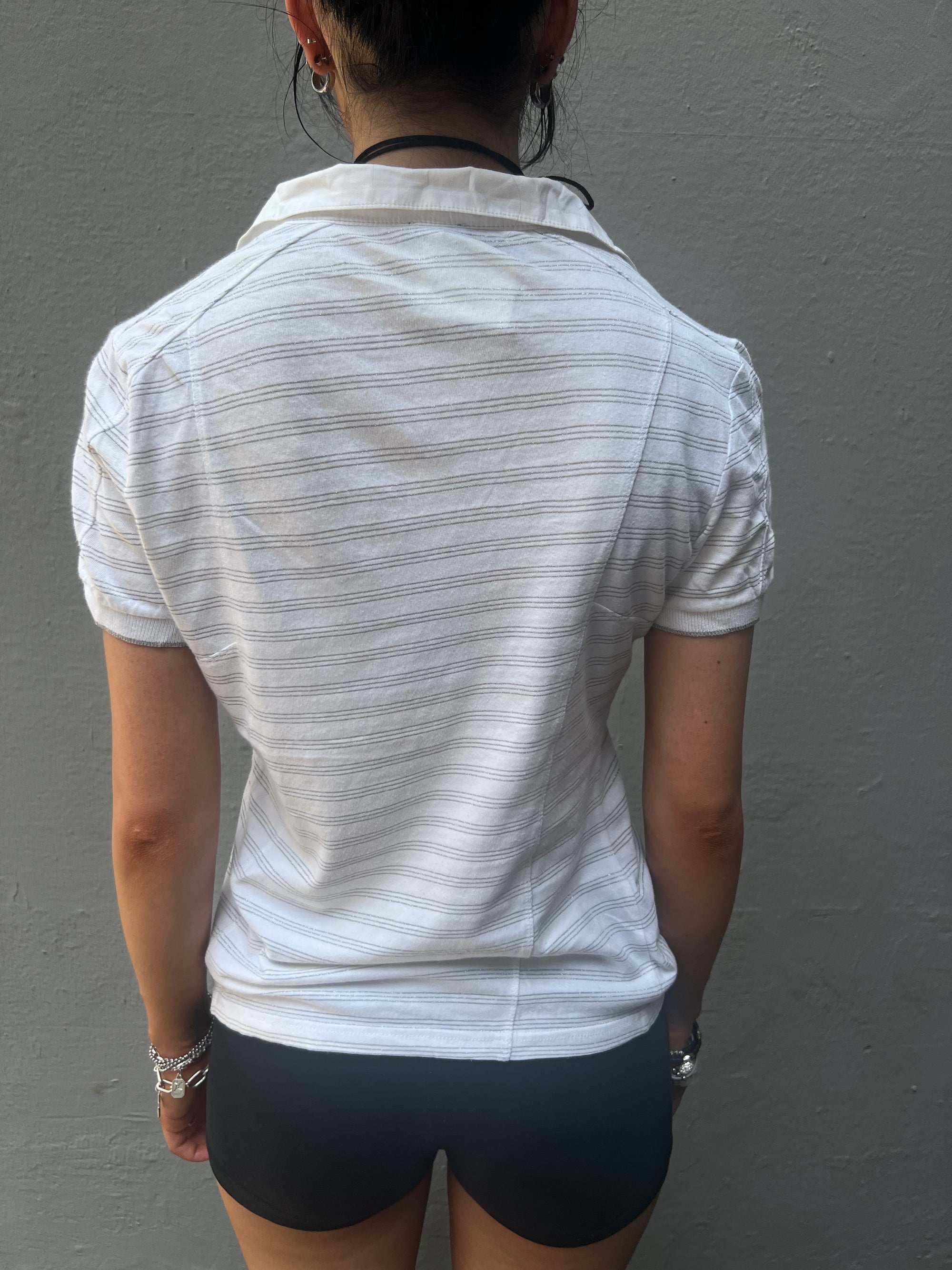 Vintage Versace Striped Glitter Polo XS