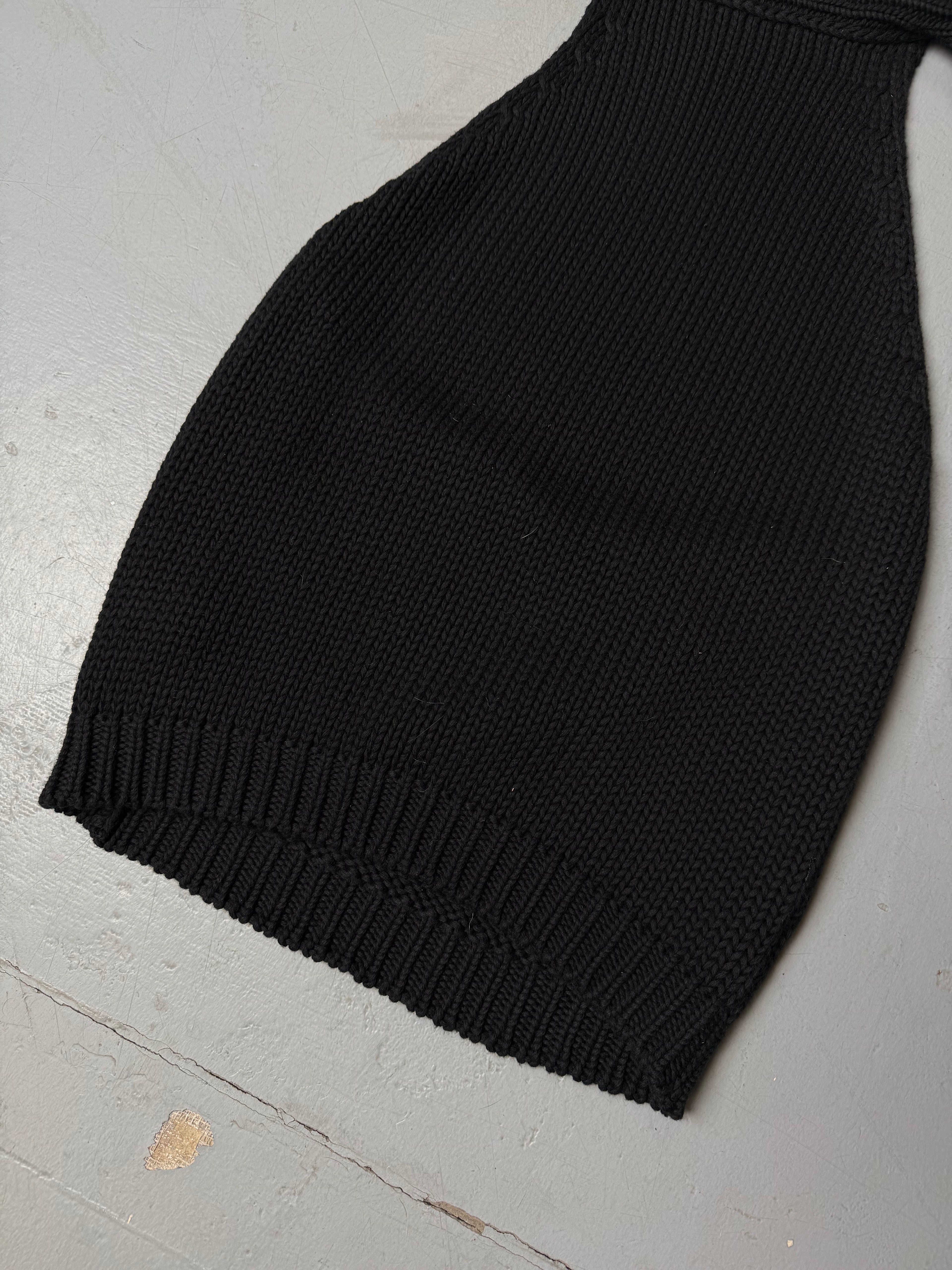 Vintage Sisley Black Backless Knit Top für Damen. Y2K Second Hand 2000s Fashion