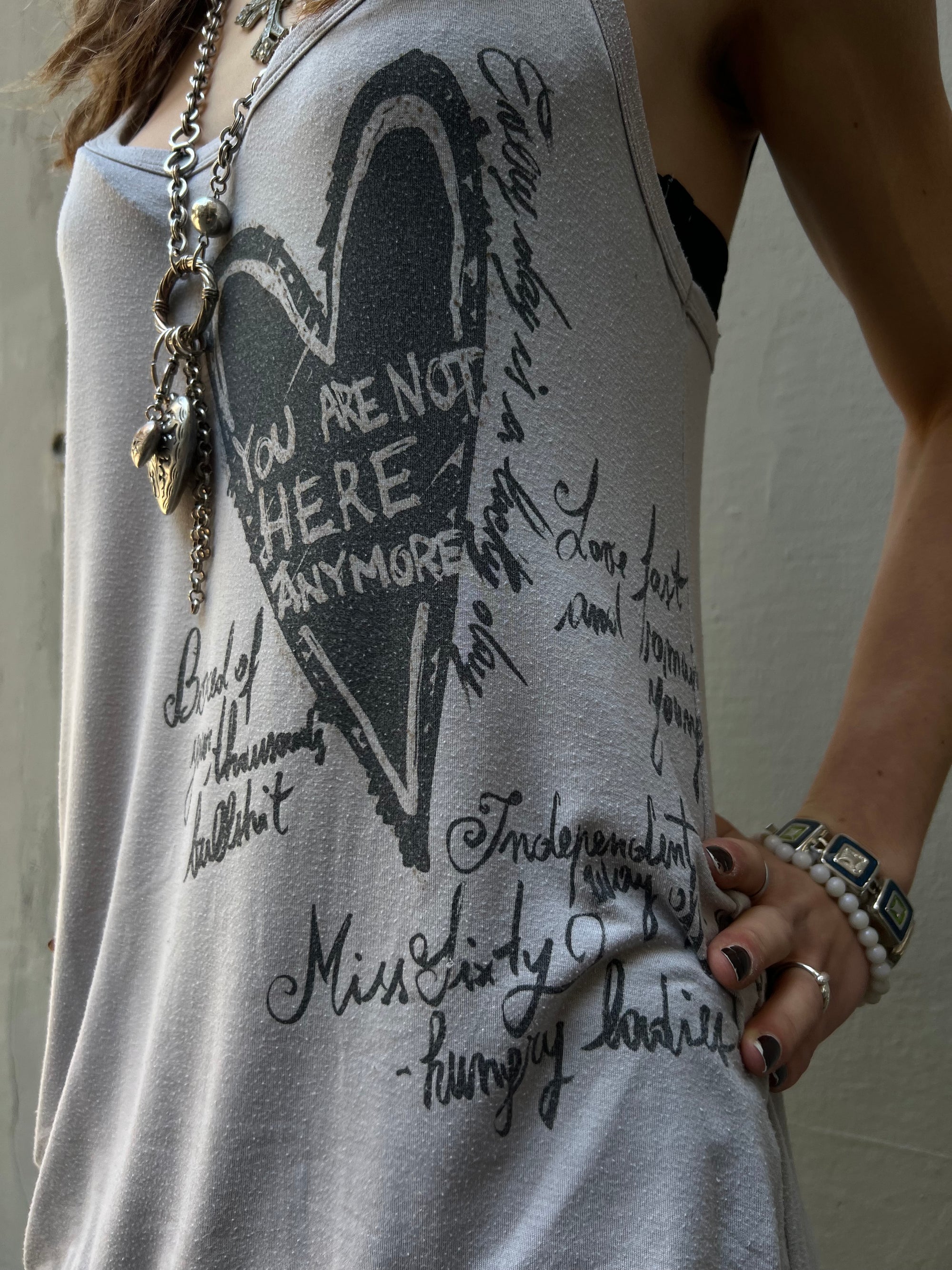 Vintage Miss Sixty Grey Printed Tank Top  M/L
