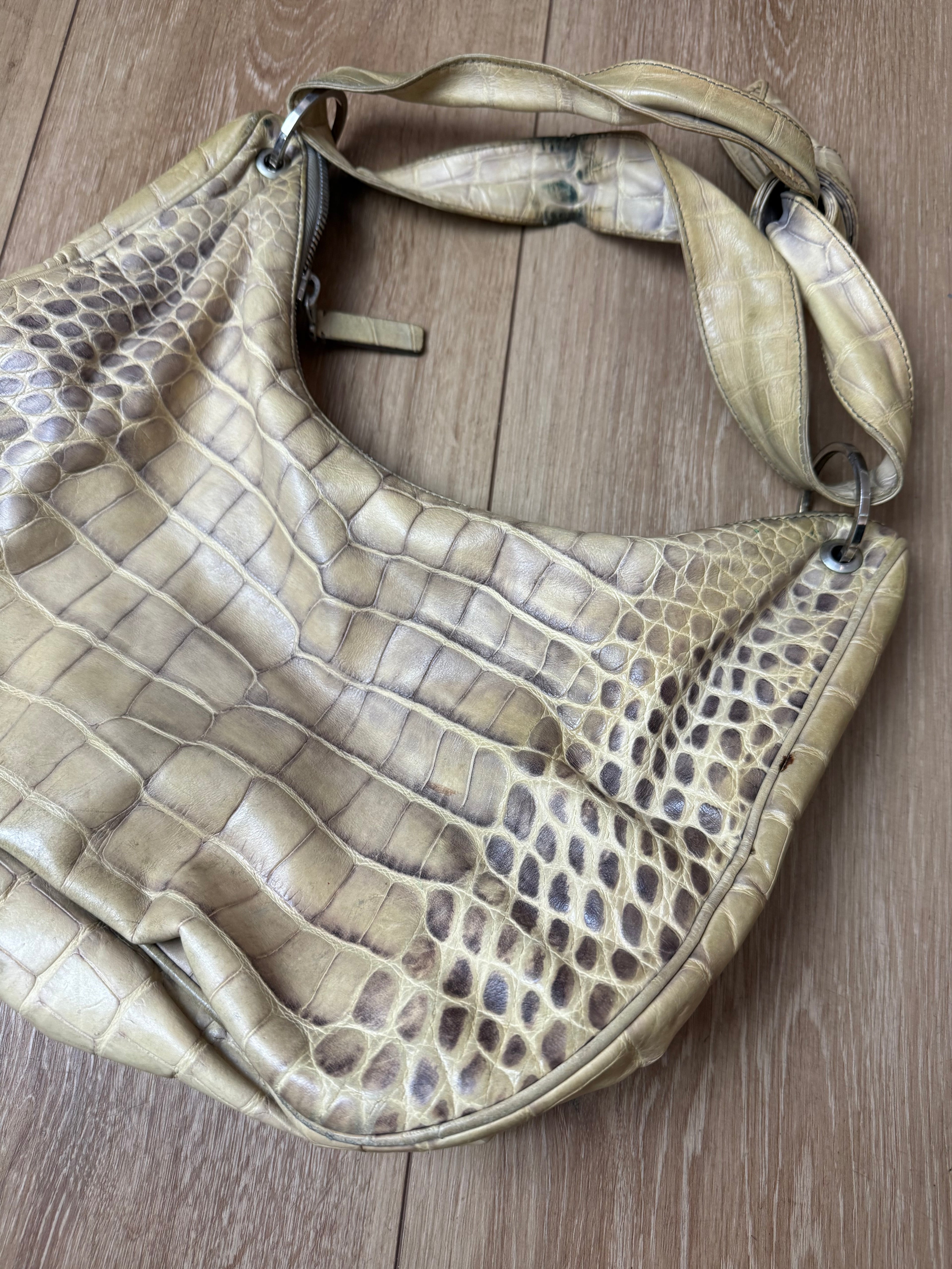 Detailbild von Vintage Borbonese Crocodile Leather Optic Bag