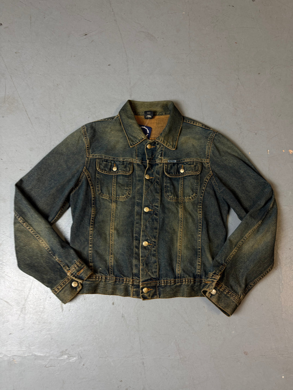 Produktbild von Vintage Diesel Green/Blue Washed Denim Jacket M von vorne