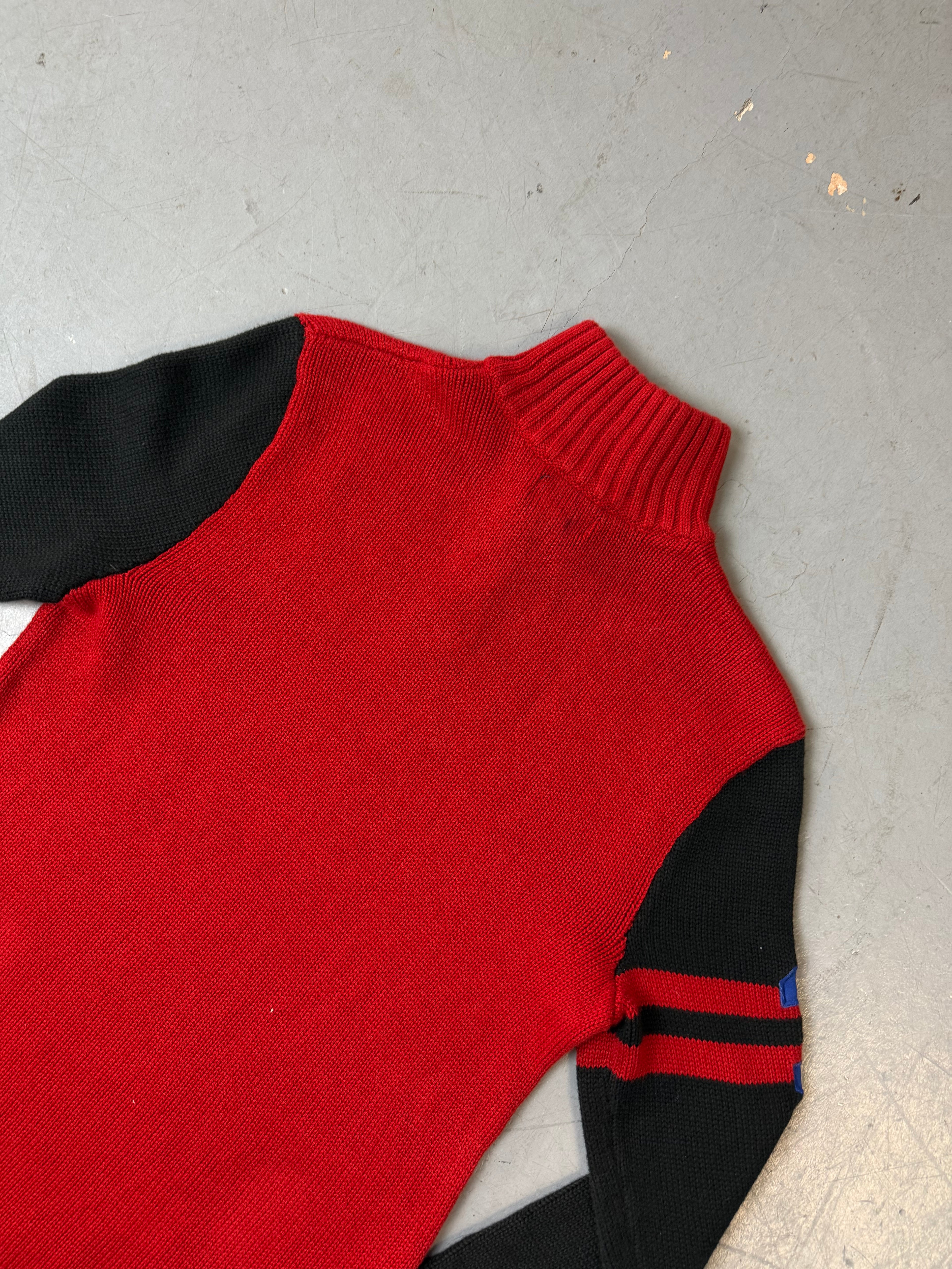 Detailliertes Produktbild von Vintage Polo Ralph Lauren Half Zip Knit Sweater M/L von hinten 