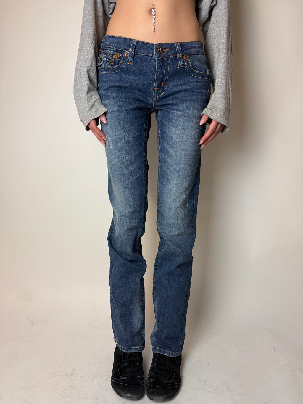 Y2K Laguna Beach „Hermosa Beach“ Light Blue Mid Waist Denim für Damen. Y2K 2000s Fashion