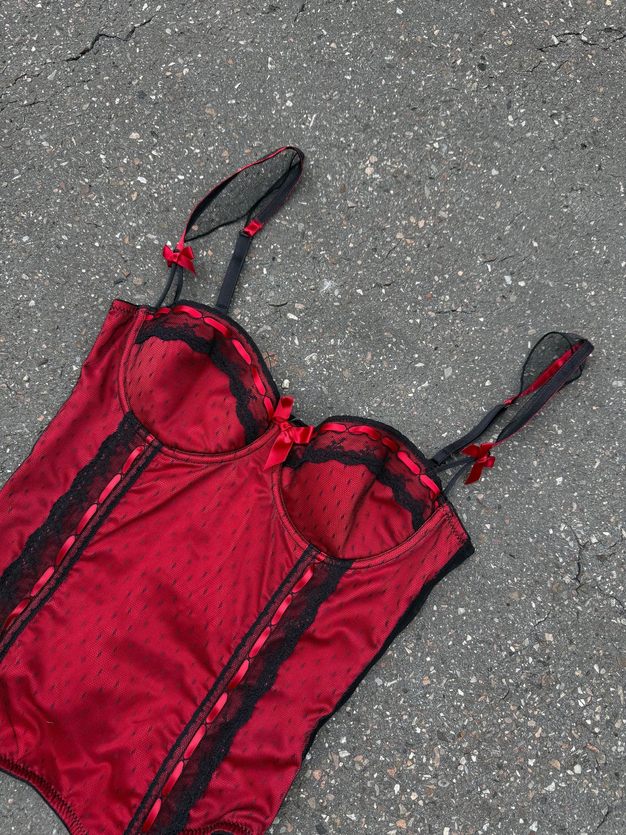 Vintage Red and Black Corsett Top S/M