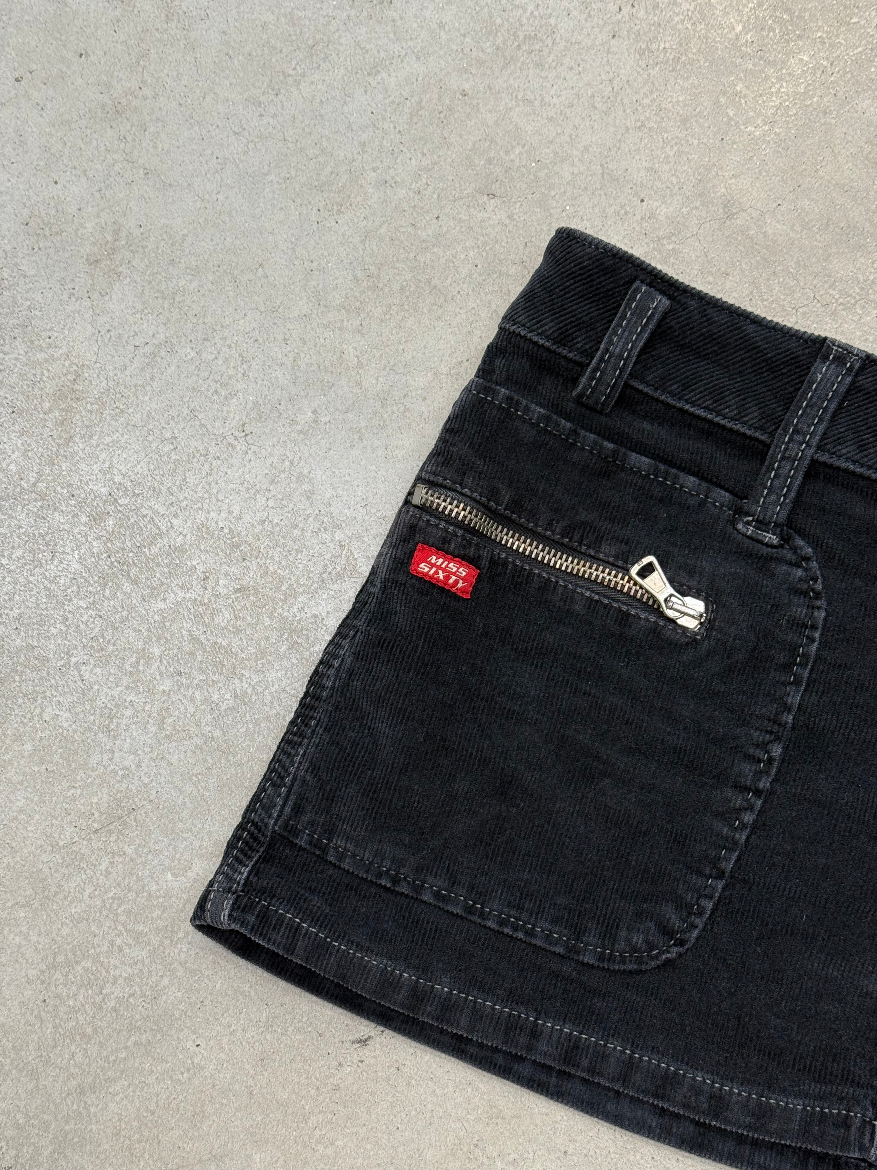 Vintage Miss Sixty Black Cord Mini Skirt M