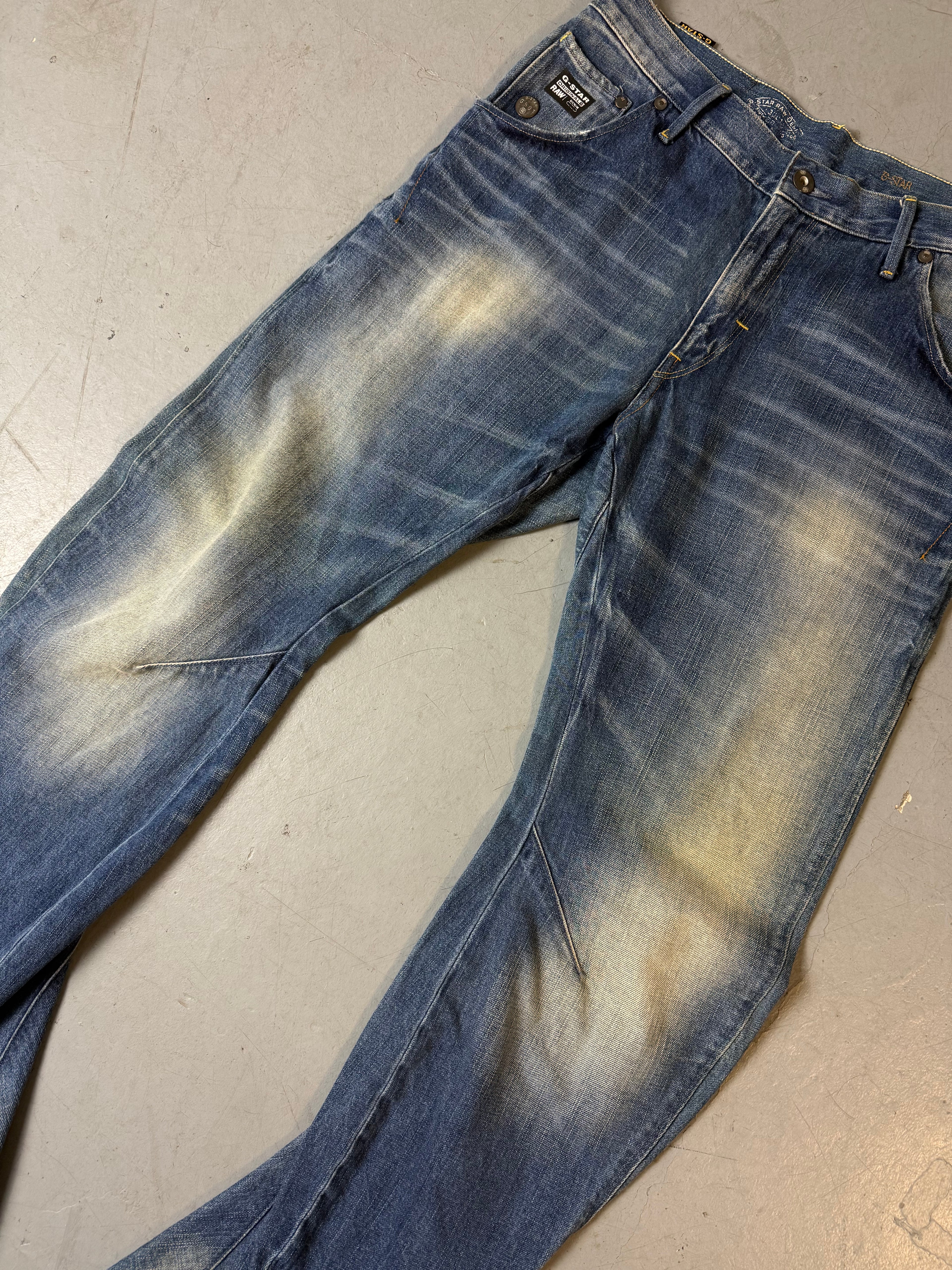 Detailliertes Produktbild von Vintage G-Star Raw GS01 Washed Denim Jeans M/L von vorne