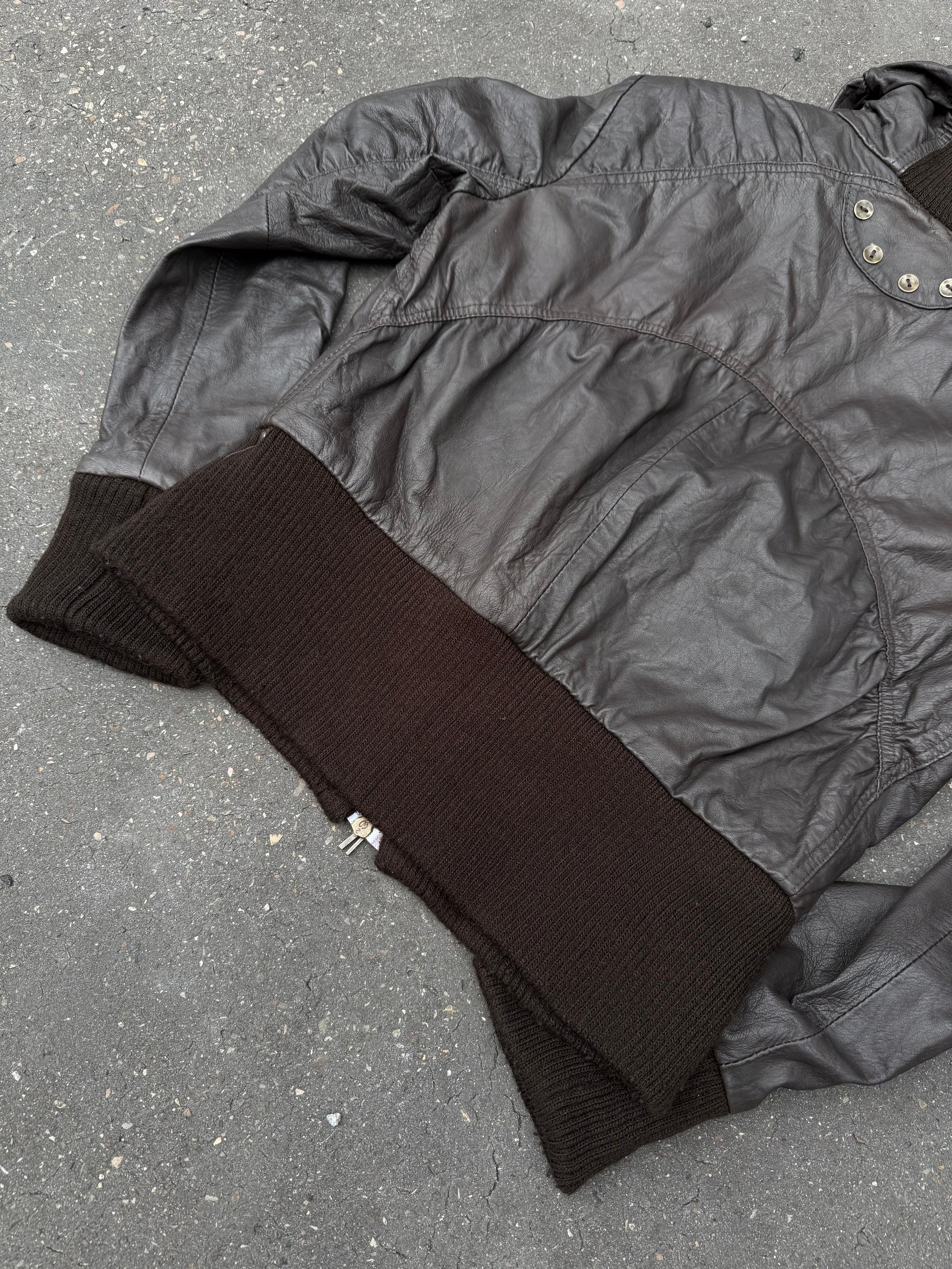 Vintage Brown Cropped Leather Jacket S