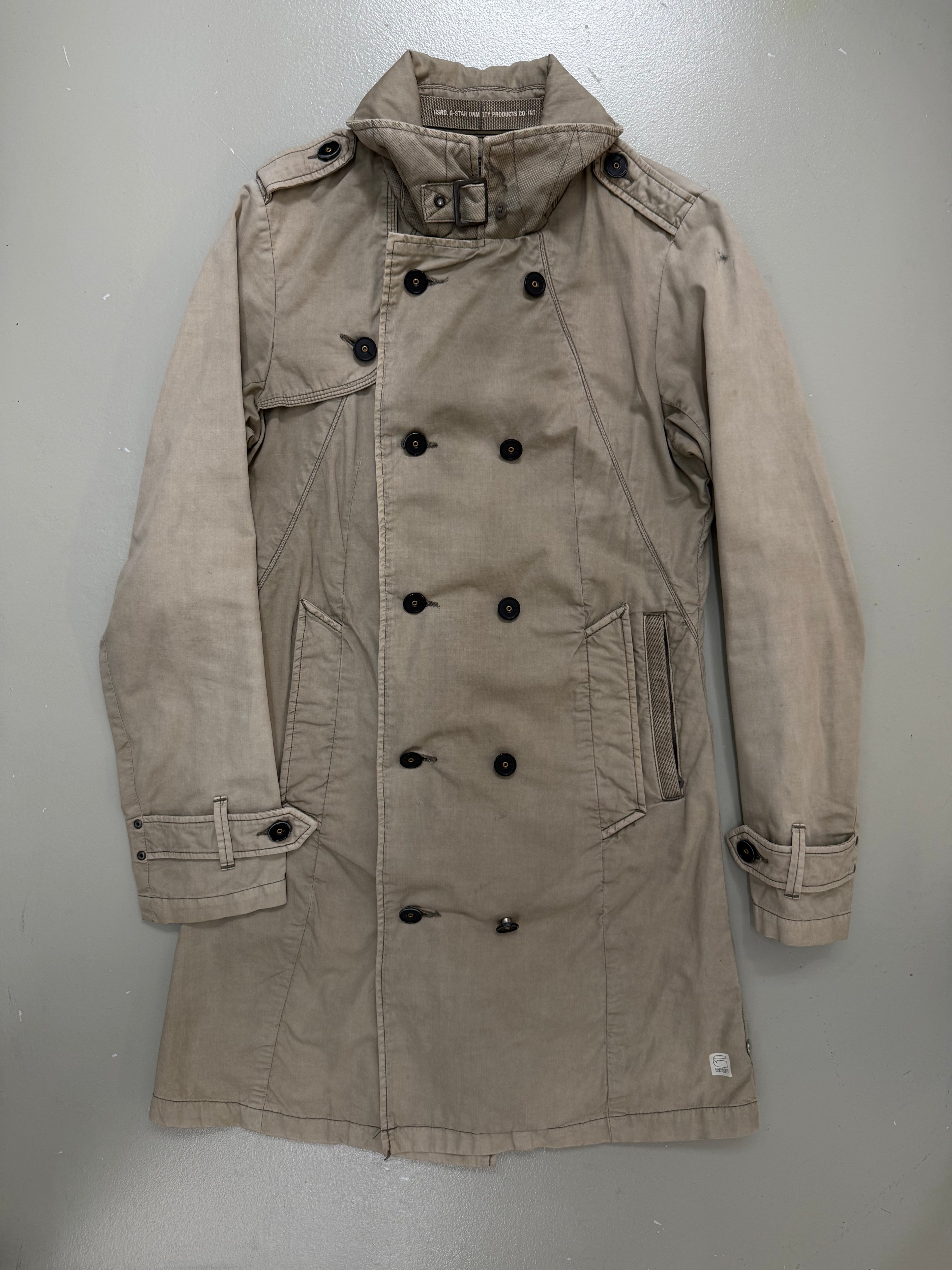 Vintage Beige G-Star Utility Coat für Damen. Y2K Second Hand 2000s Fashion