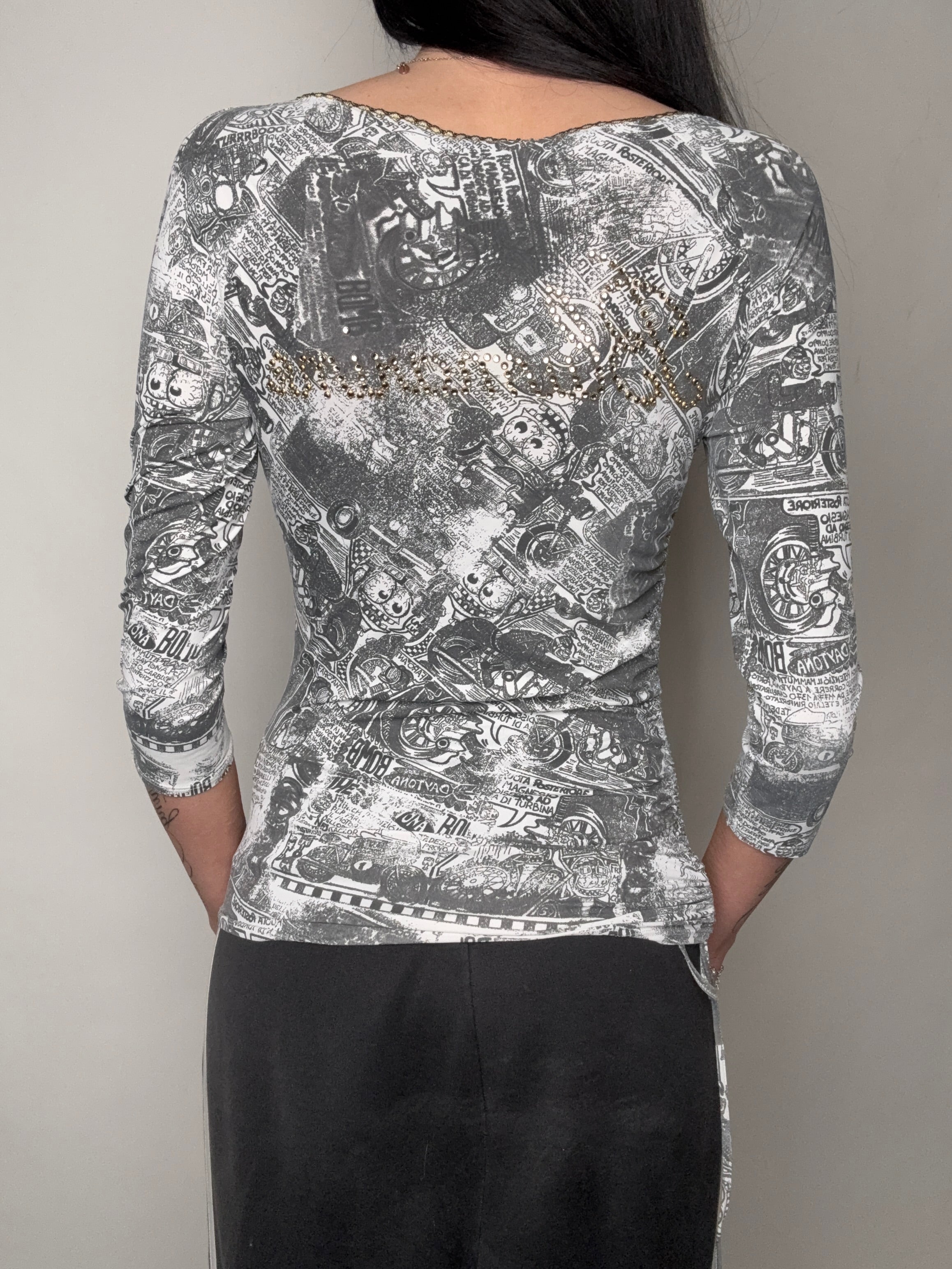 Vintage Blumarine Printed Half Sleeve Top M