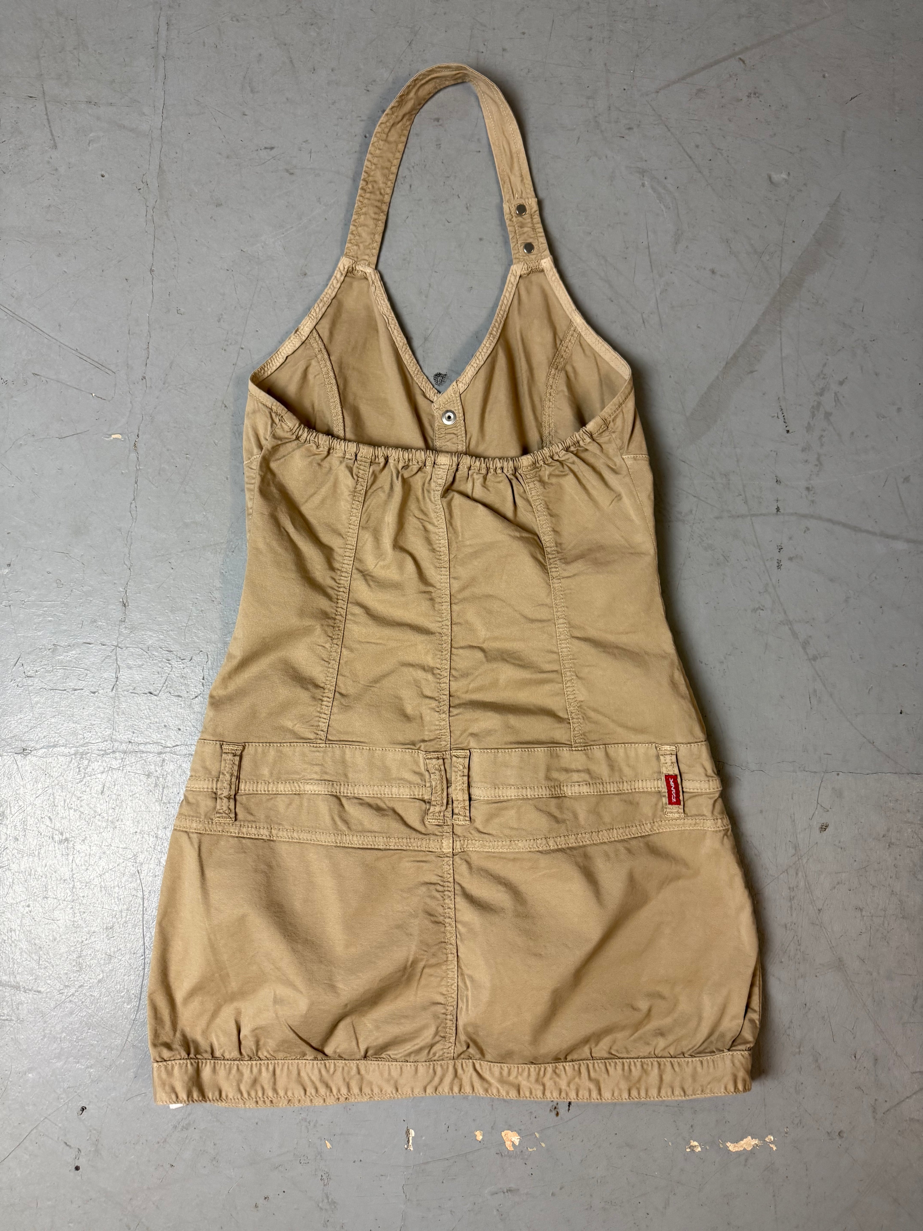 Vintage Neckholder Cargo Dress S/M