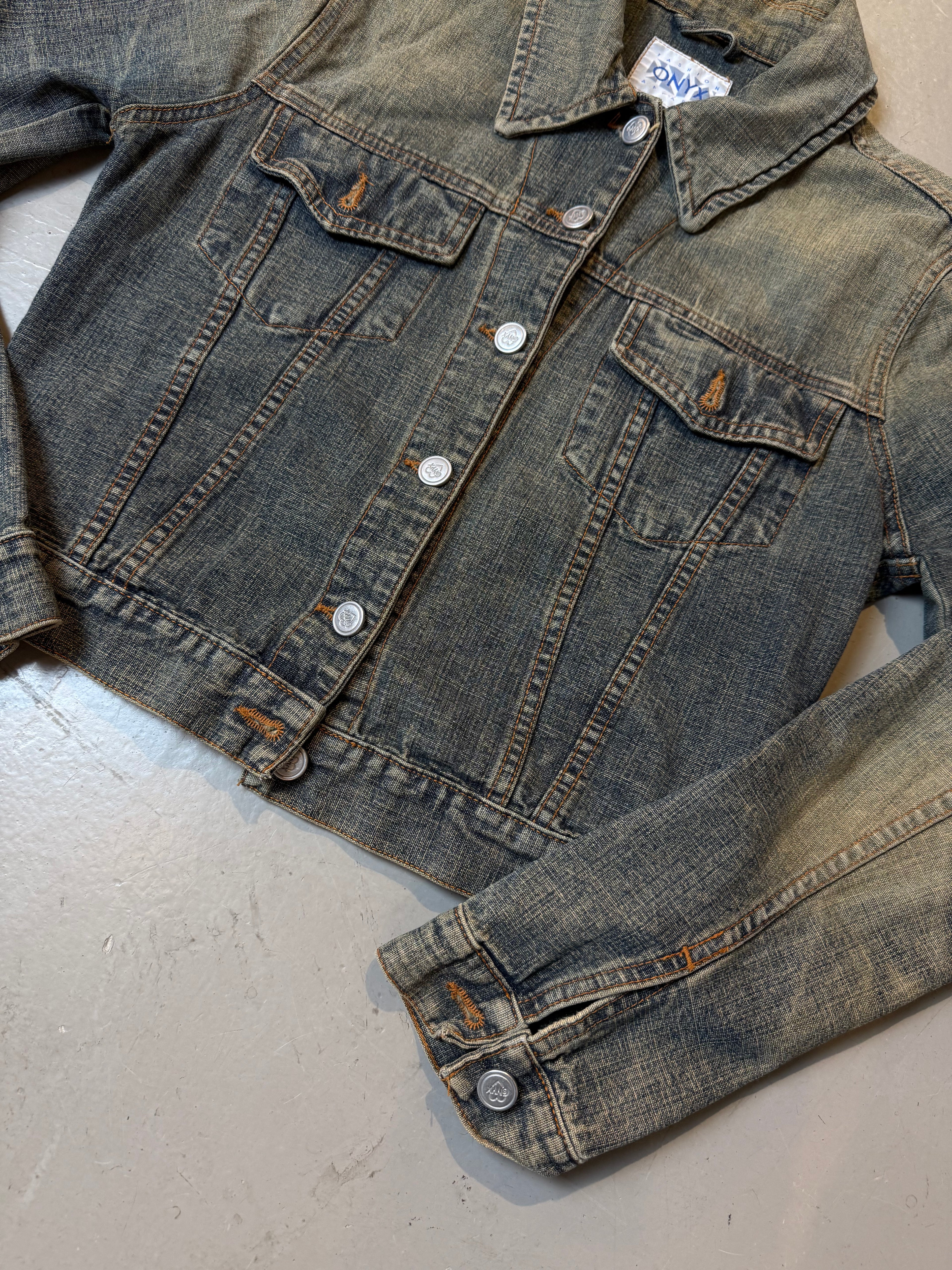 Vintage Onyx Green Blue Washed Denim Jacket XS/S