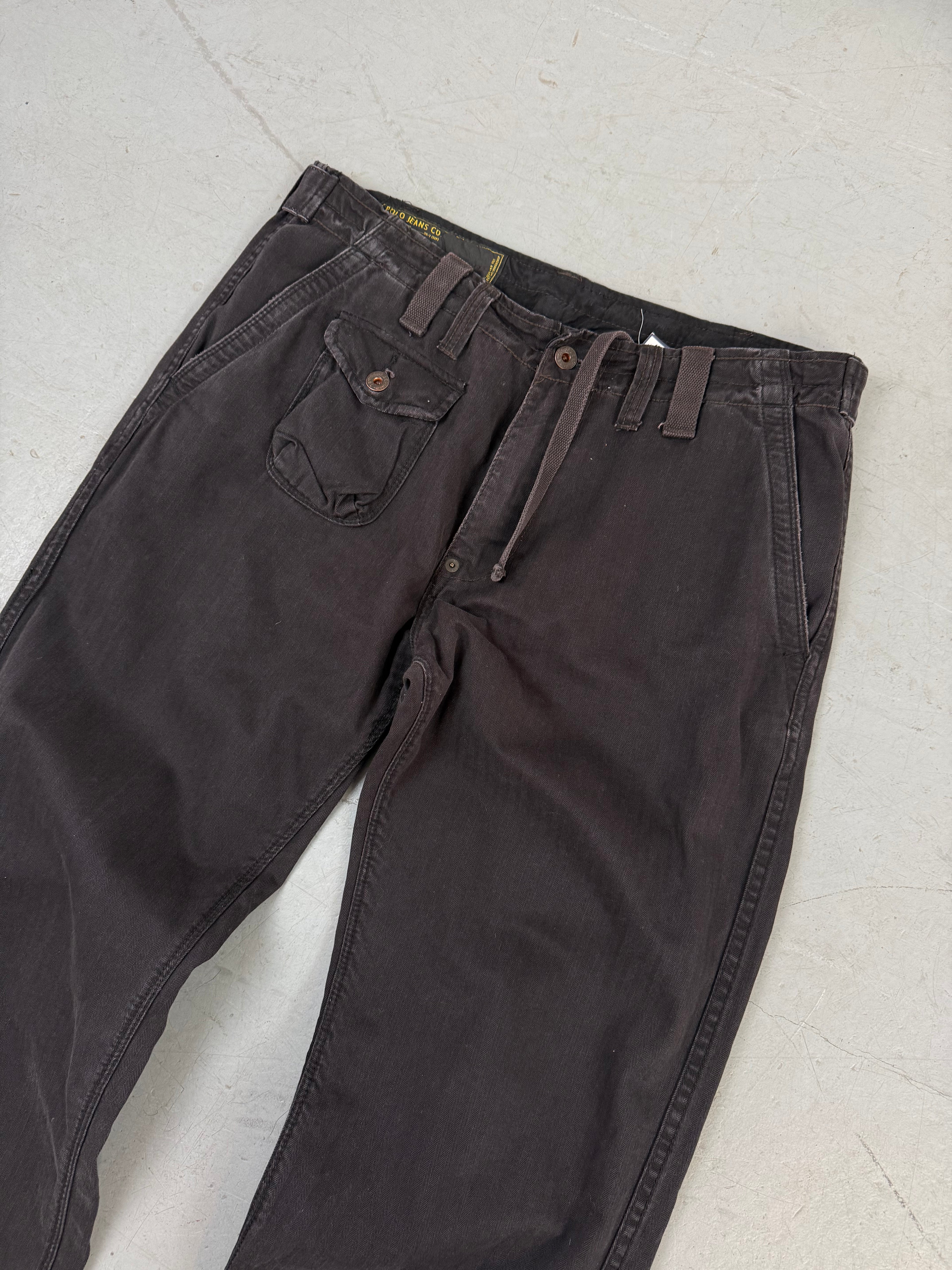 Vintage Polo Jeans Black Straight Leg Pants für Herren. Secondhand Y2K 2000s Fashion