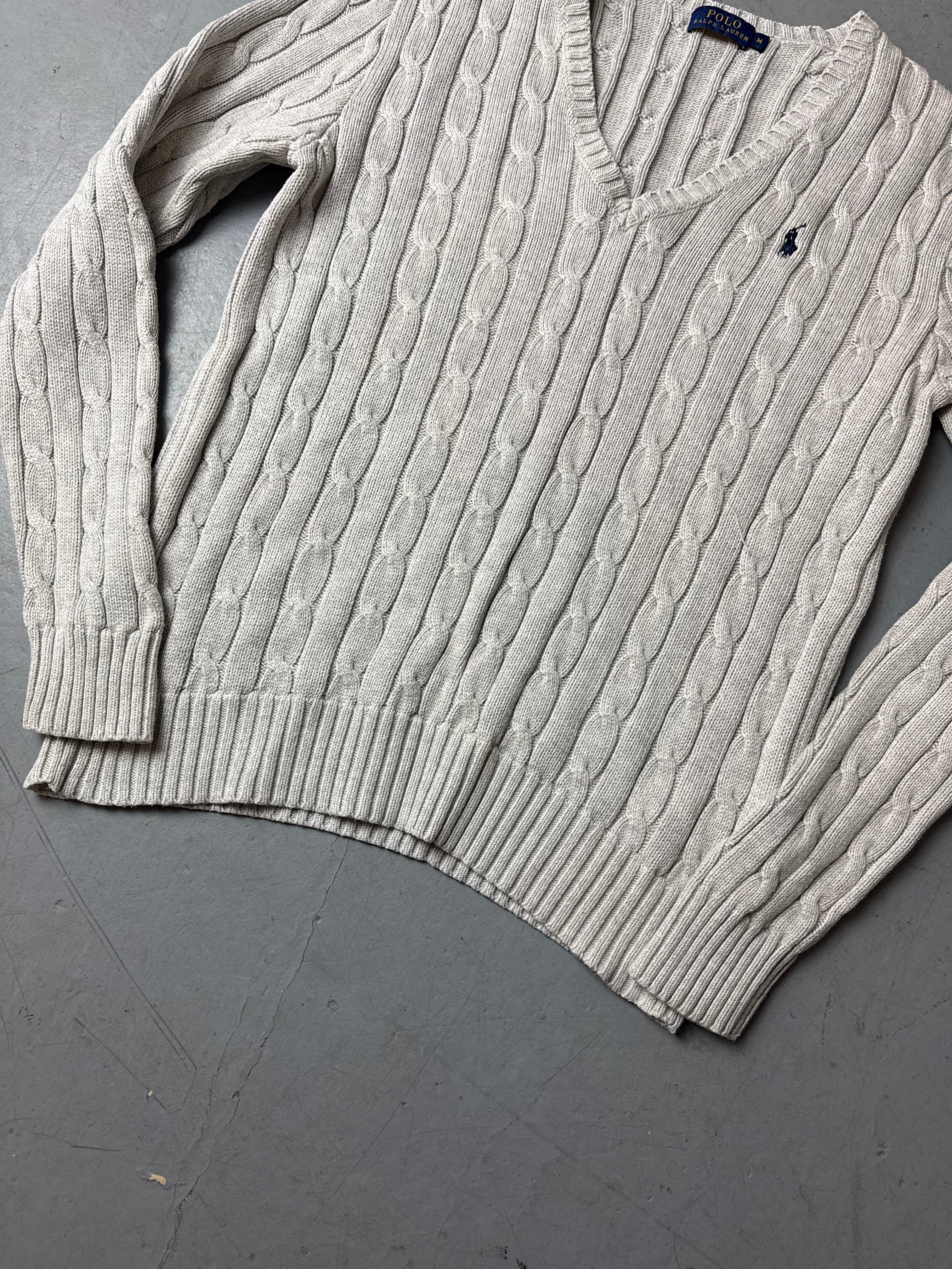 Grey knit sweater Strickpullover cable knit Ralph Lauren vintage Y2K 