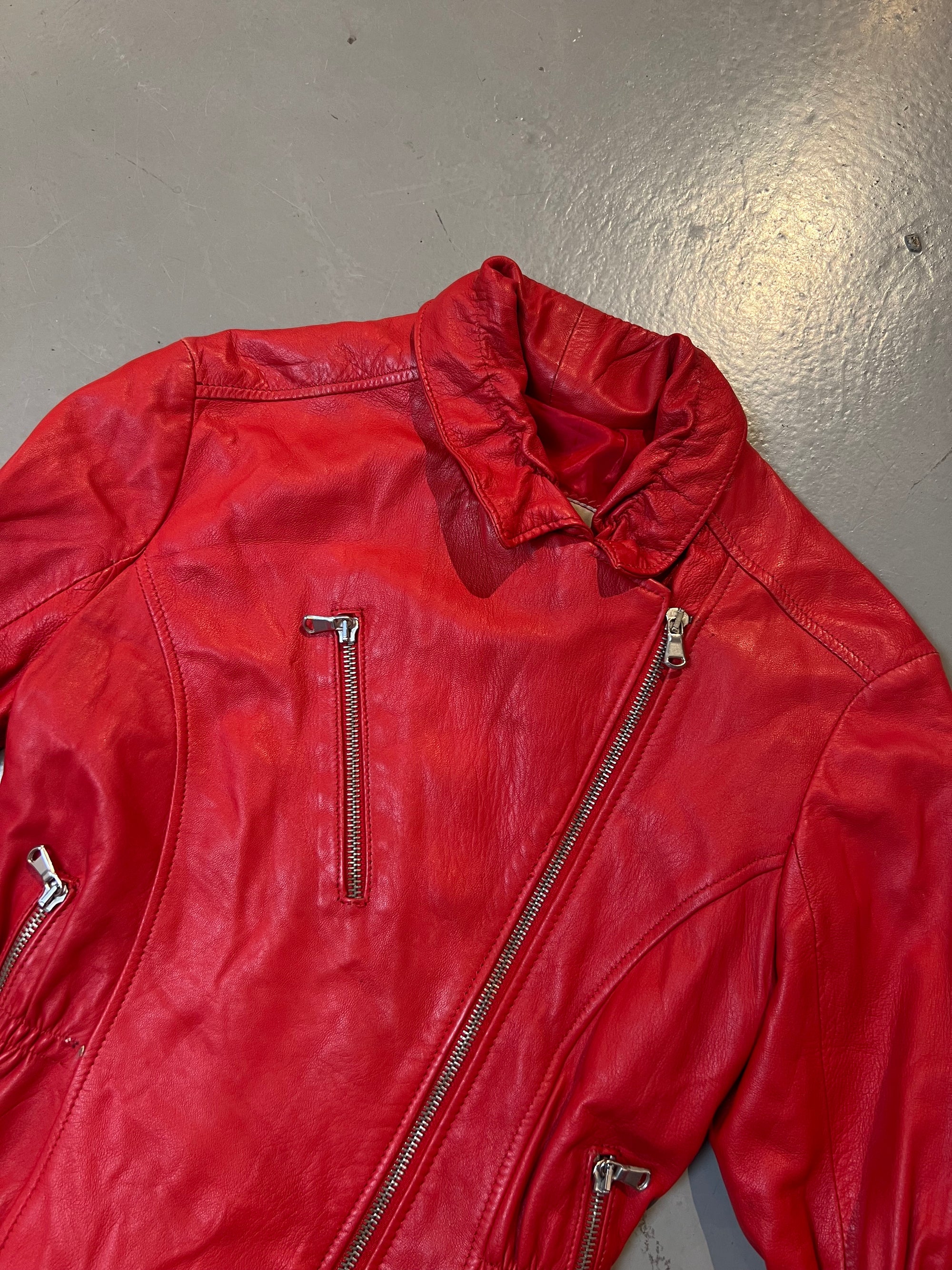 Vintage Vera Pelle Leather Jacket Red S