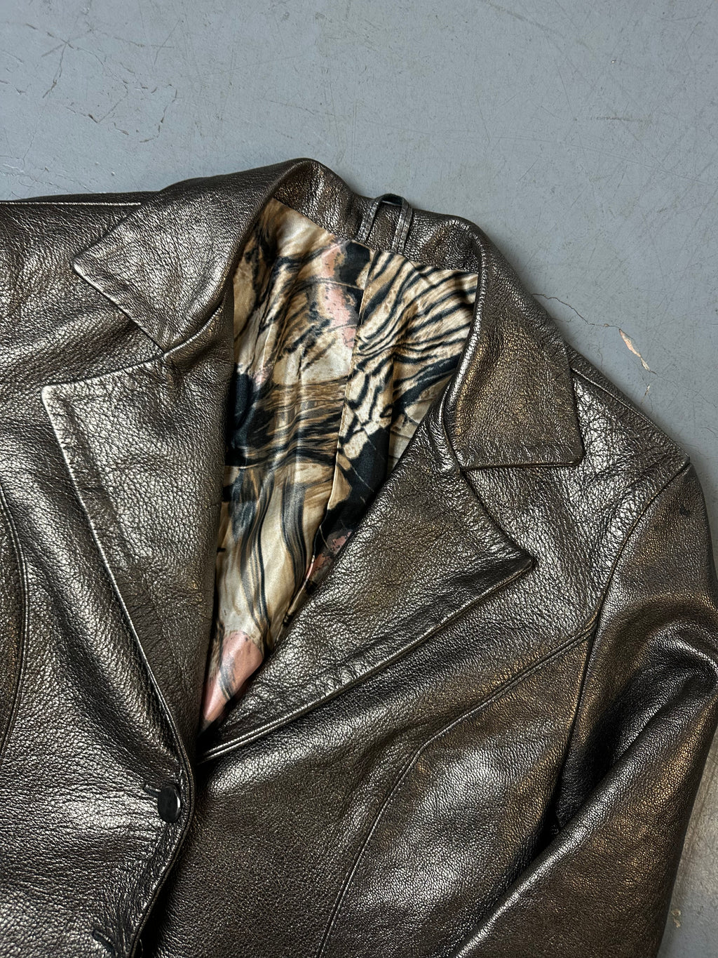 Vintage Gold Shimmery Faux Leather Blazer S/M