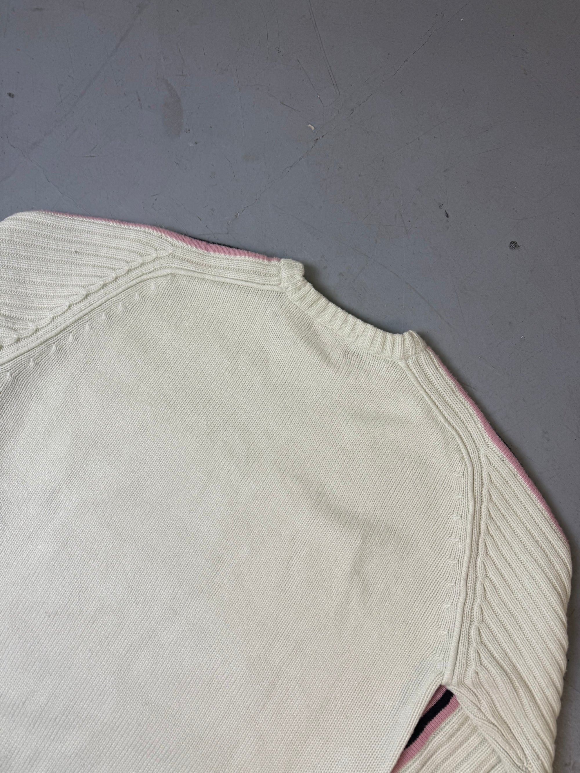 Vintage NYC Cream and Pink Knit Sweater XL