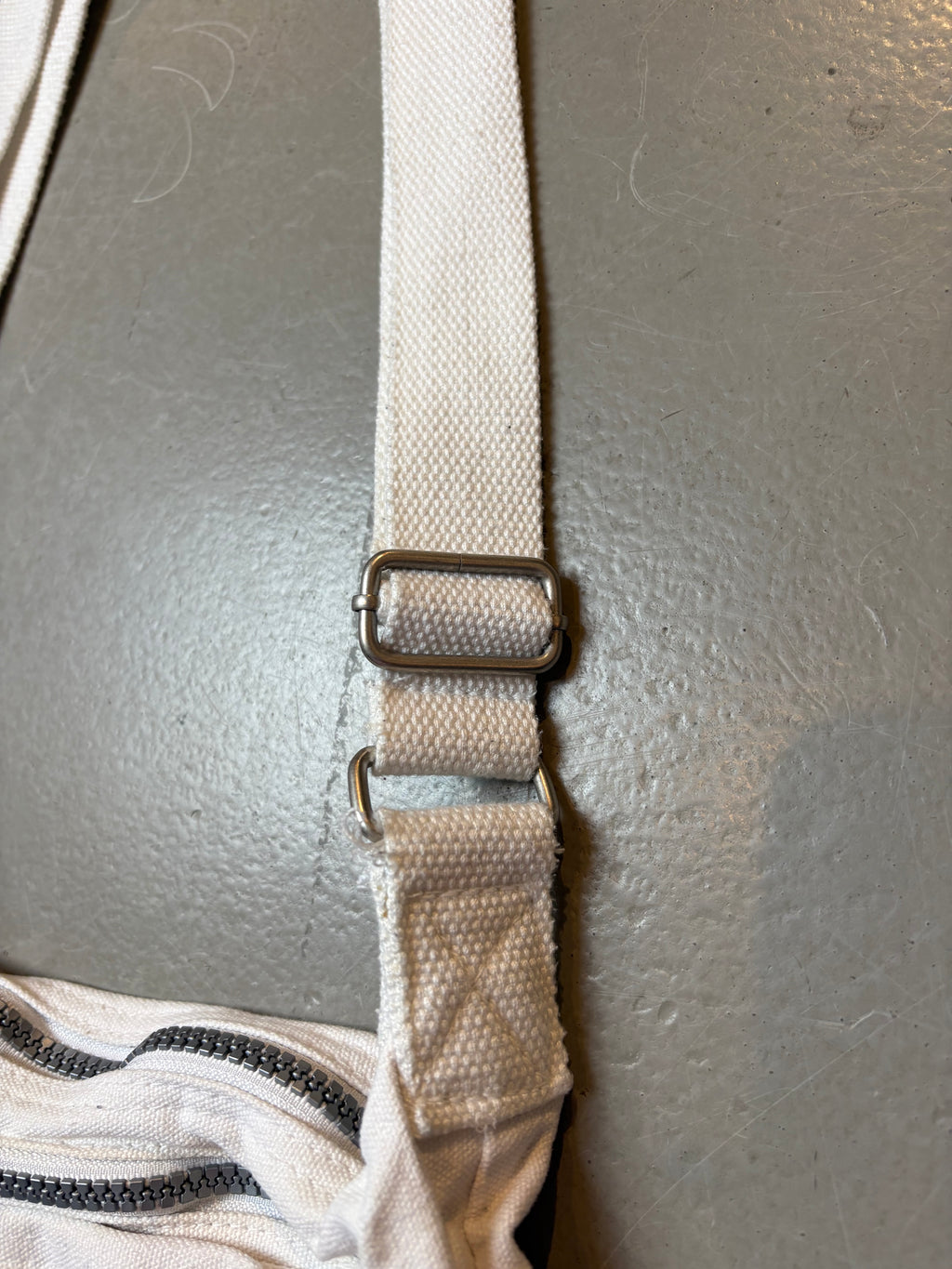 Vintage White Multi Zip Crossbody Bag