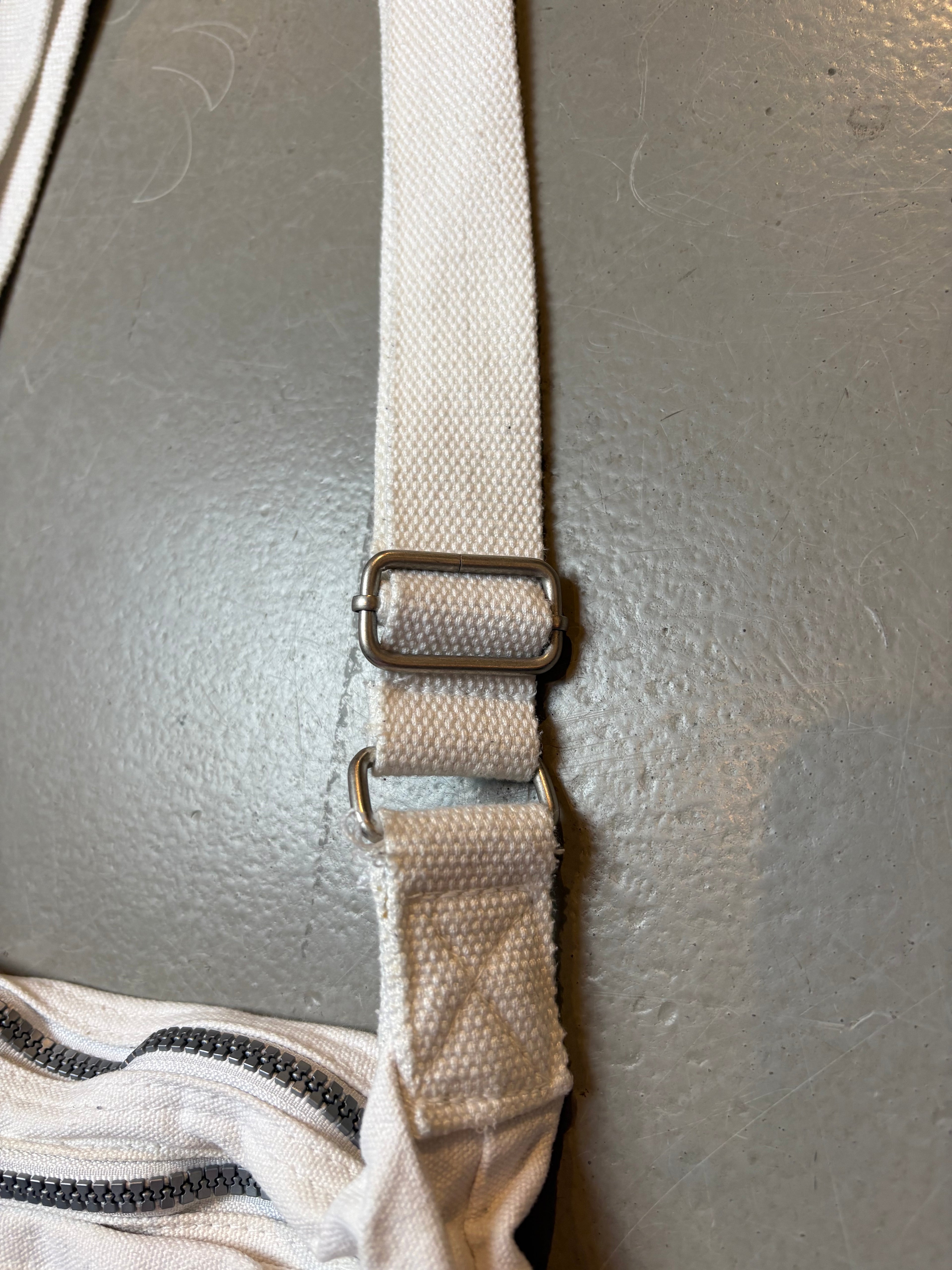 Vintage White Multi Zip Crossbody Bag