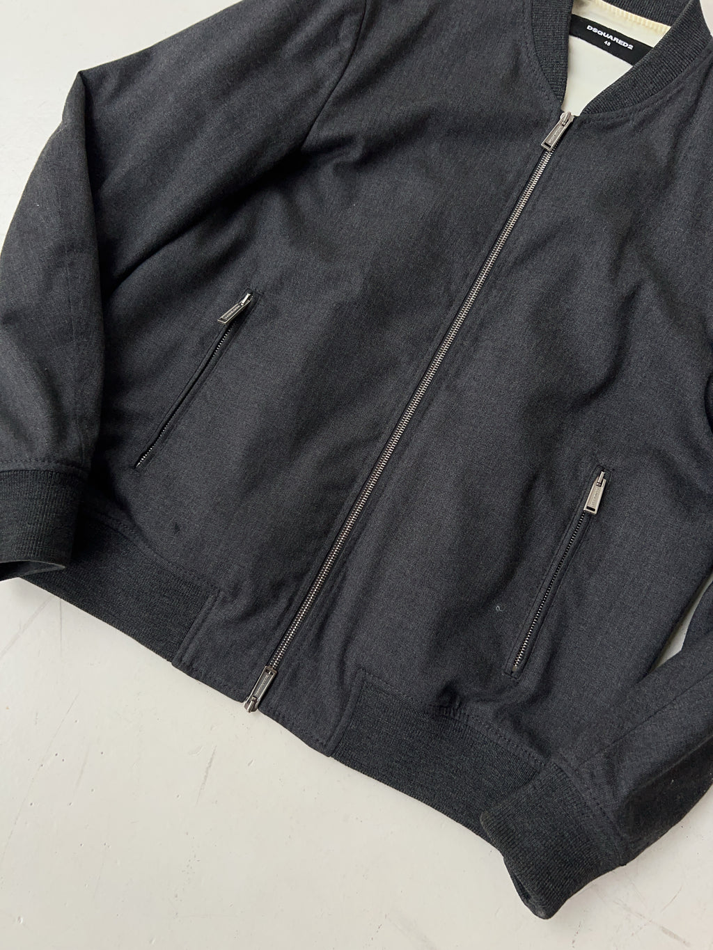 Vintage Dsquared2 Grey Satin Bomber Jacket (M/L)