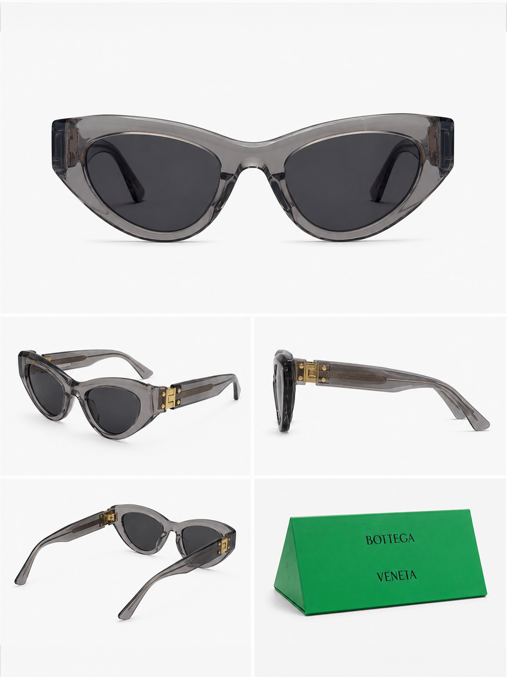 Bottega Veneta Grey and Gold Sunglasses