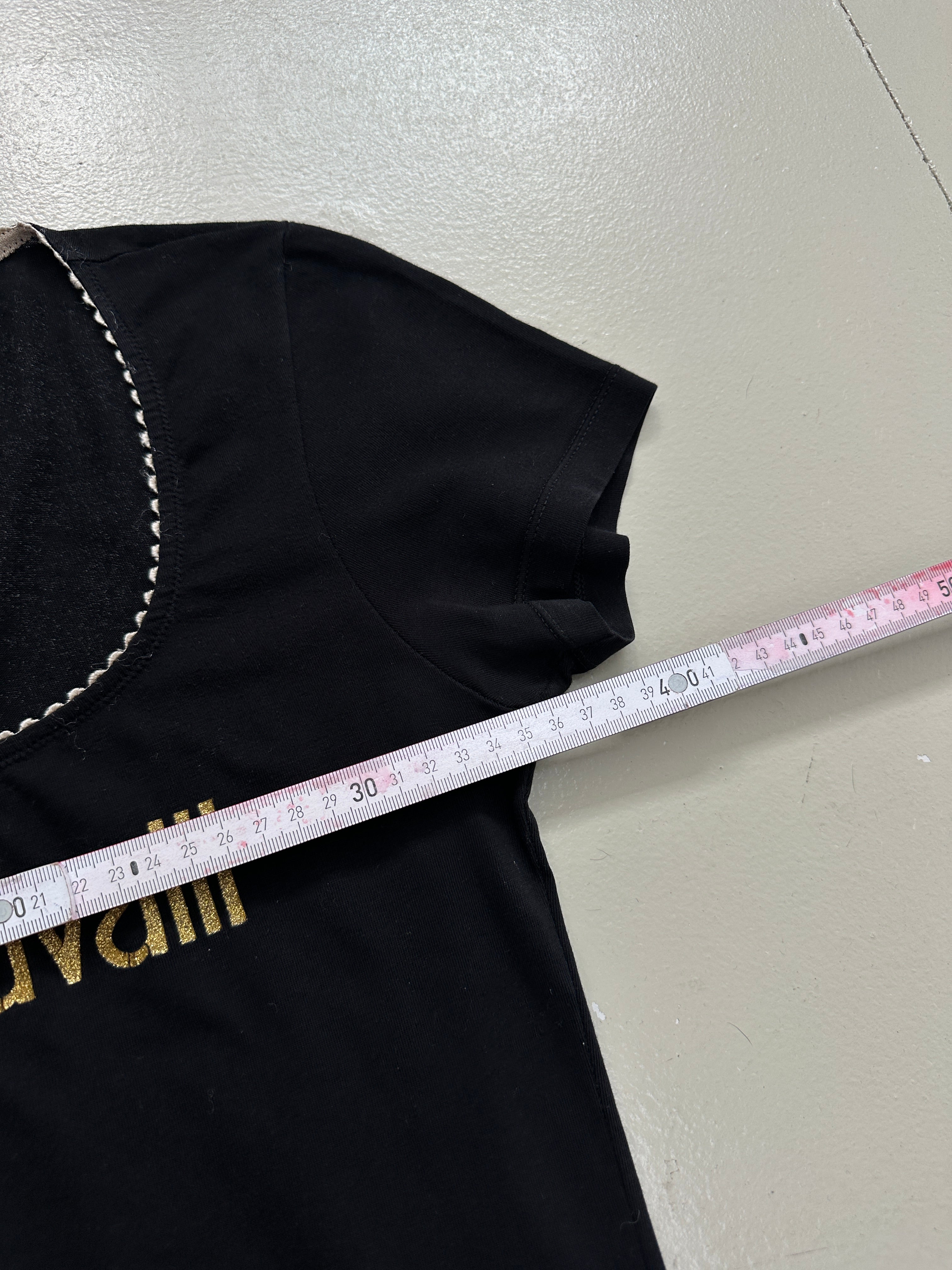 Vintage Just Cavalli Black Top with Gold Logo S
