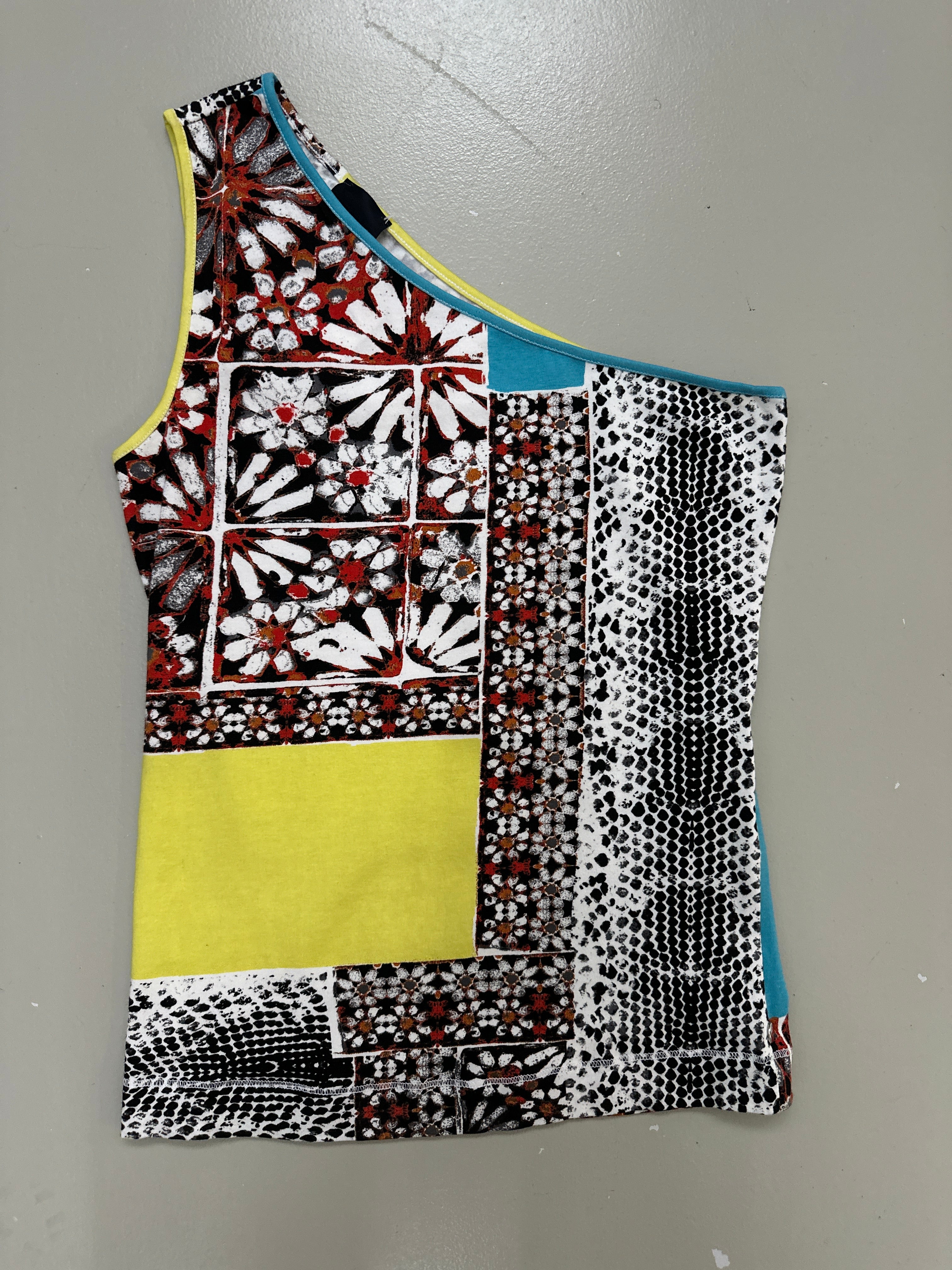 Vintage Just Cavalli Colorful Floral Printed Top für Frauen. Y2K Second Hand 2000s Fashion