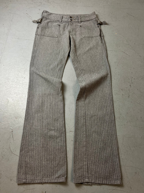 Vintage Diesel Grey Striped Pants für Damen. Y2K Second Hand 2000s Fashion