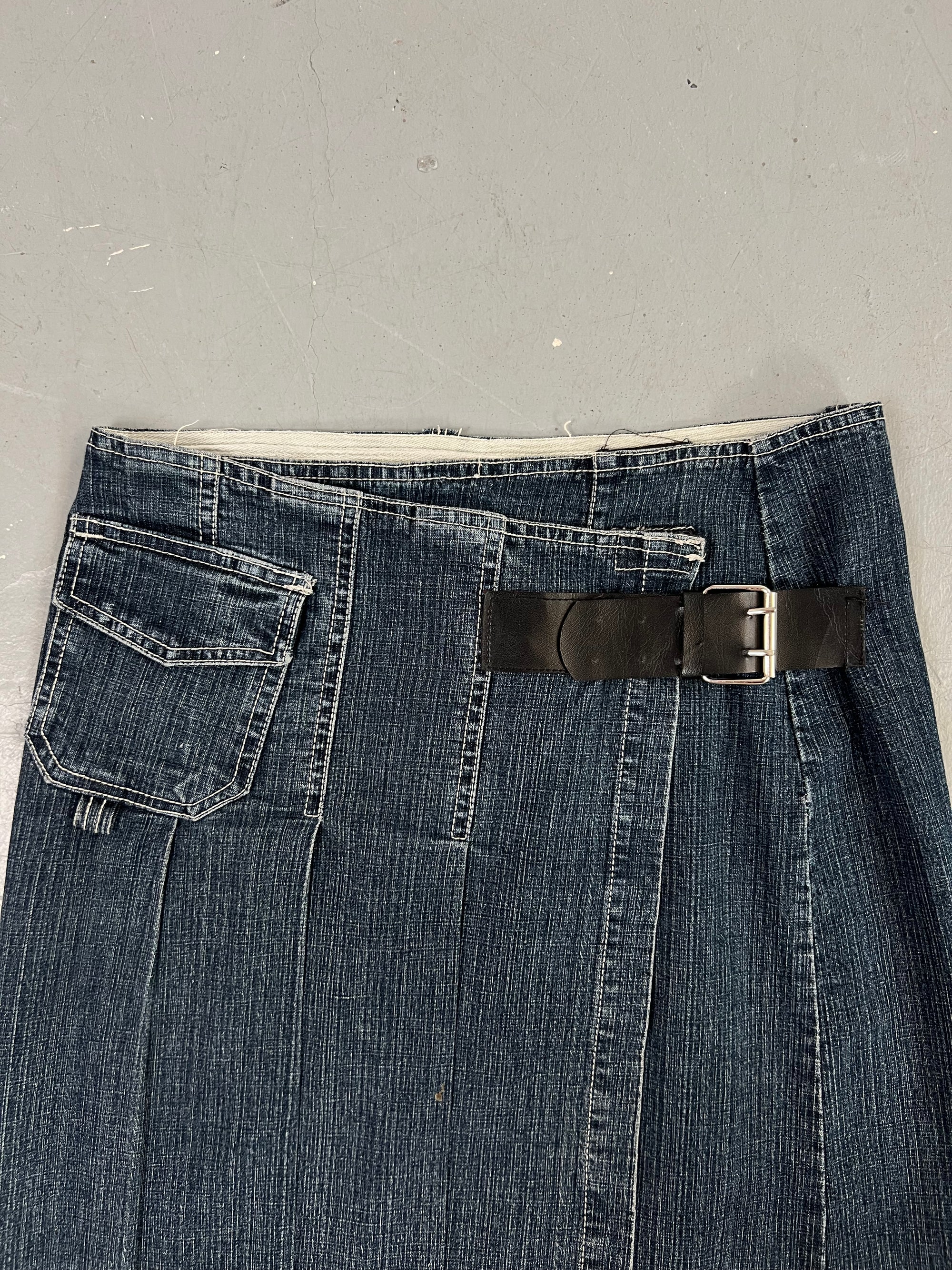 Vintage Denim Midi Skirt M